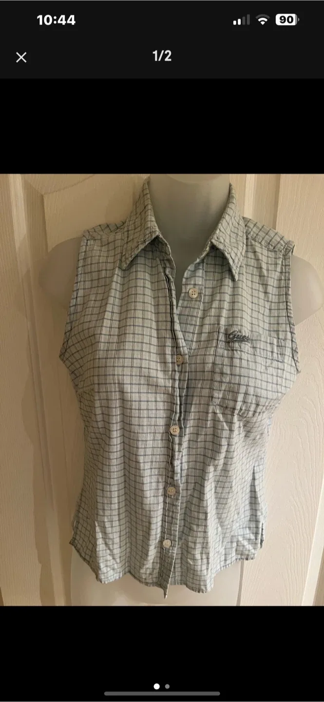 Guess Plaid Sleeveless Shirt - Size S
