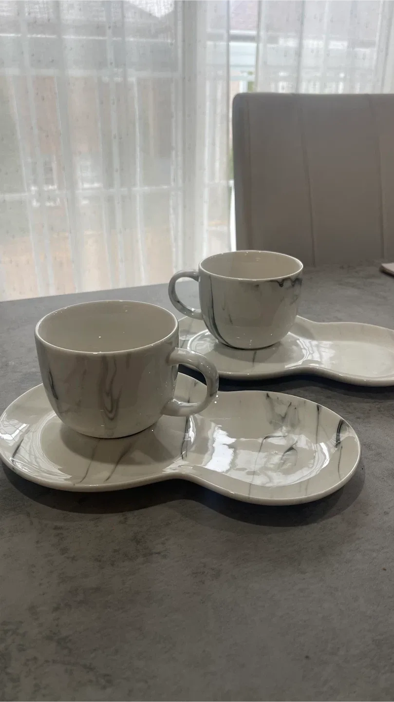 Entertain Stuff Marble Porcelain Cup & Saucer Set image indicator(2)
