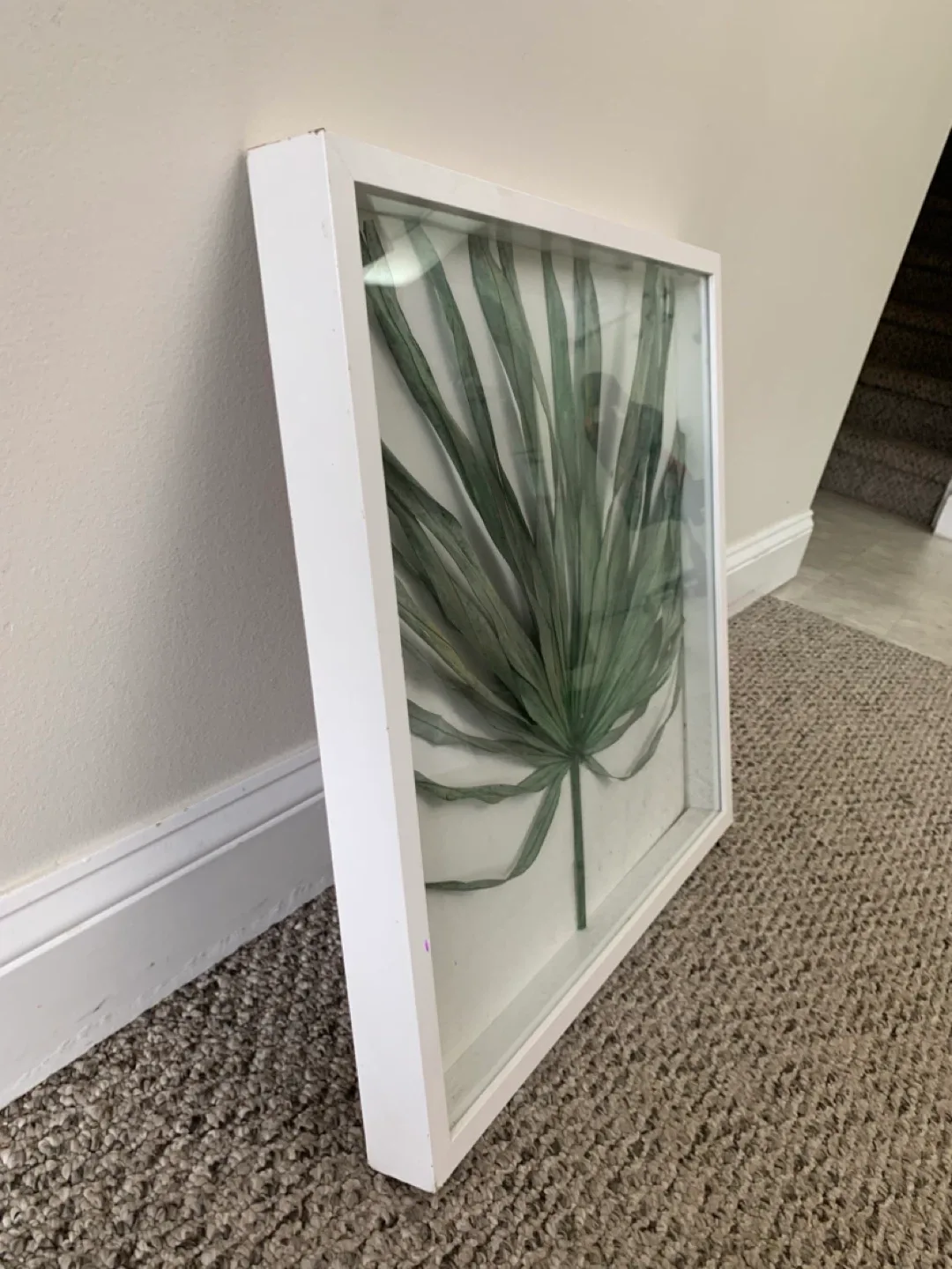 Framed Palm Leaf Art - White Frame / wall artwork / home decor image indicator(6)