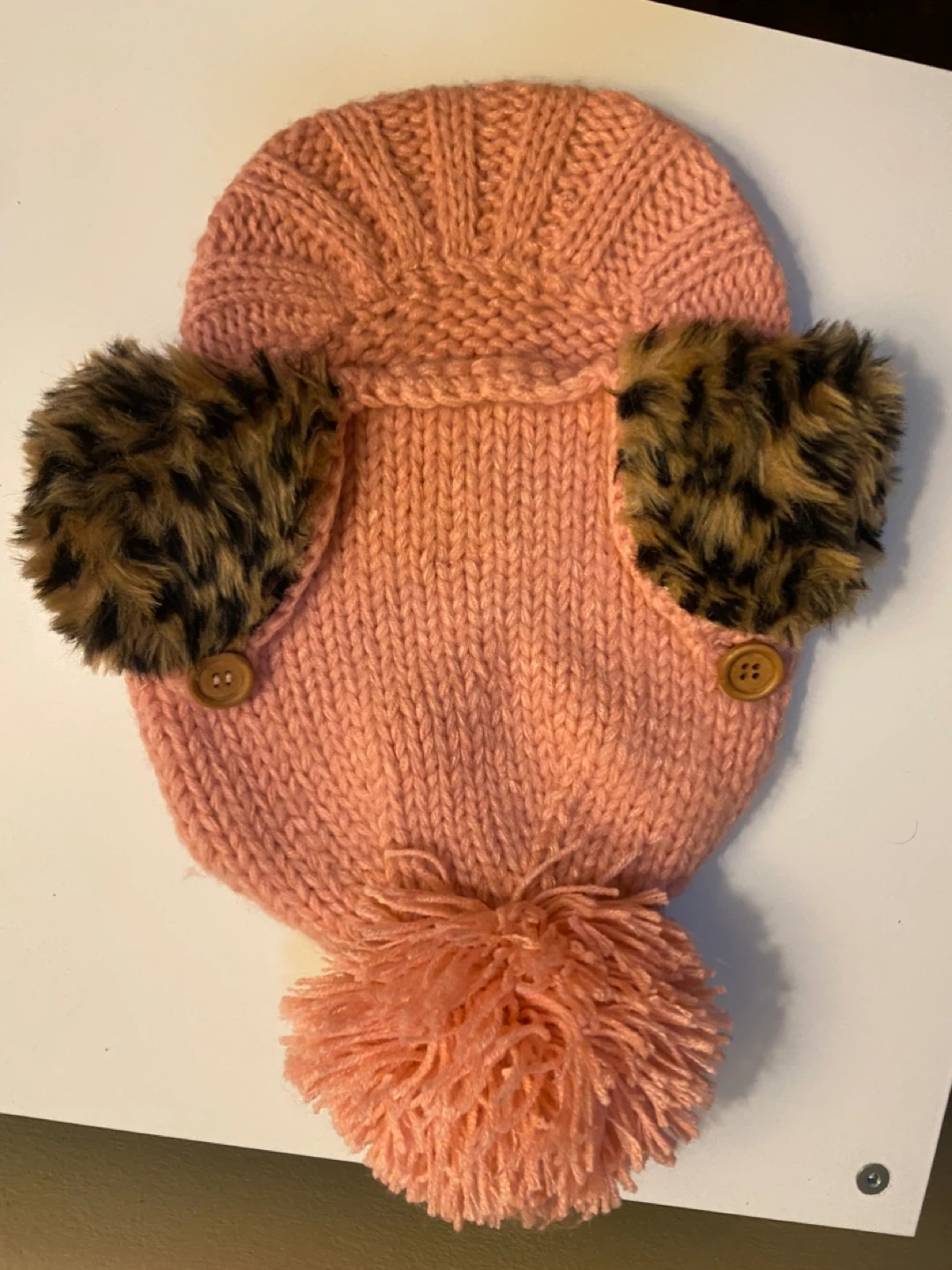 Knitted Pink Hat with Pom Pom