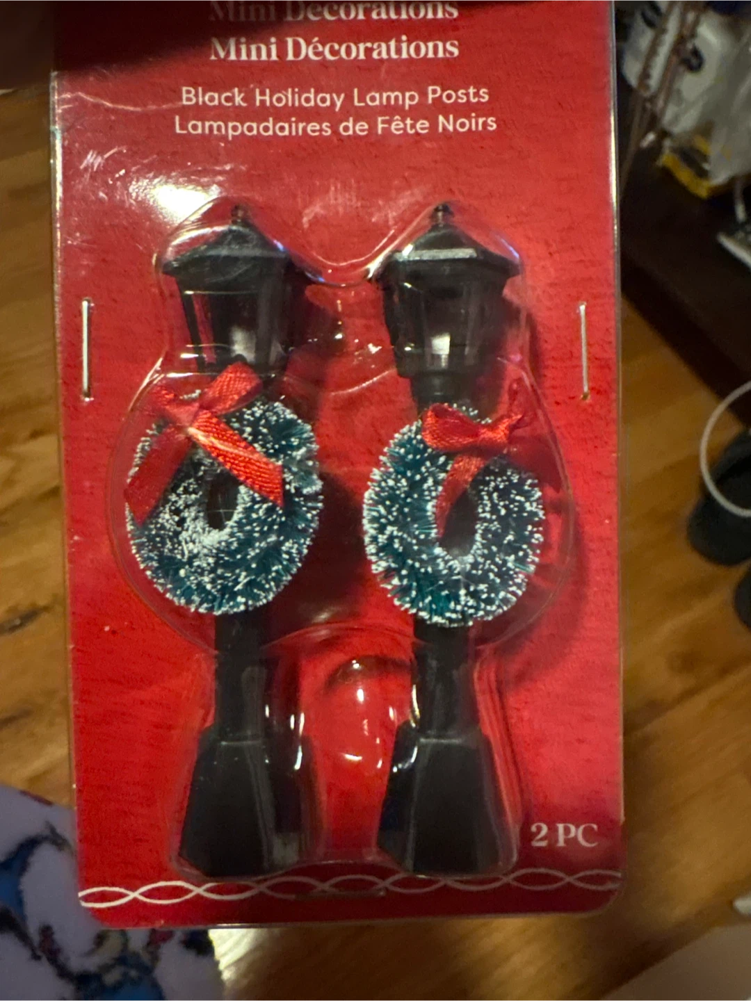 Mini Decorations Black Holiday Lamp Posts - 2 Pack