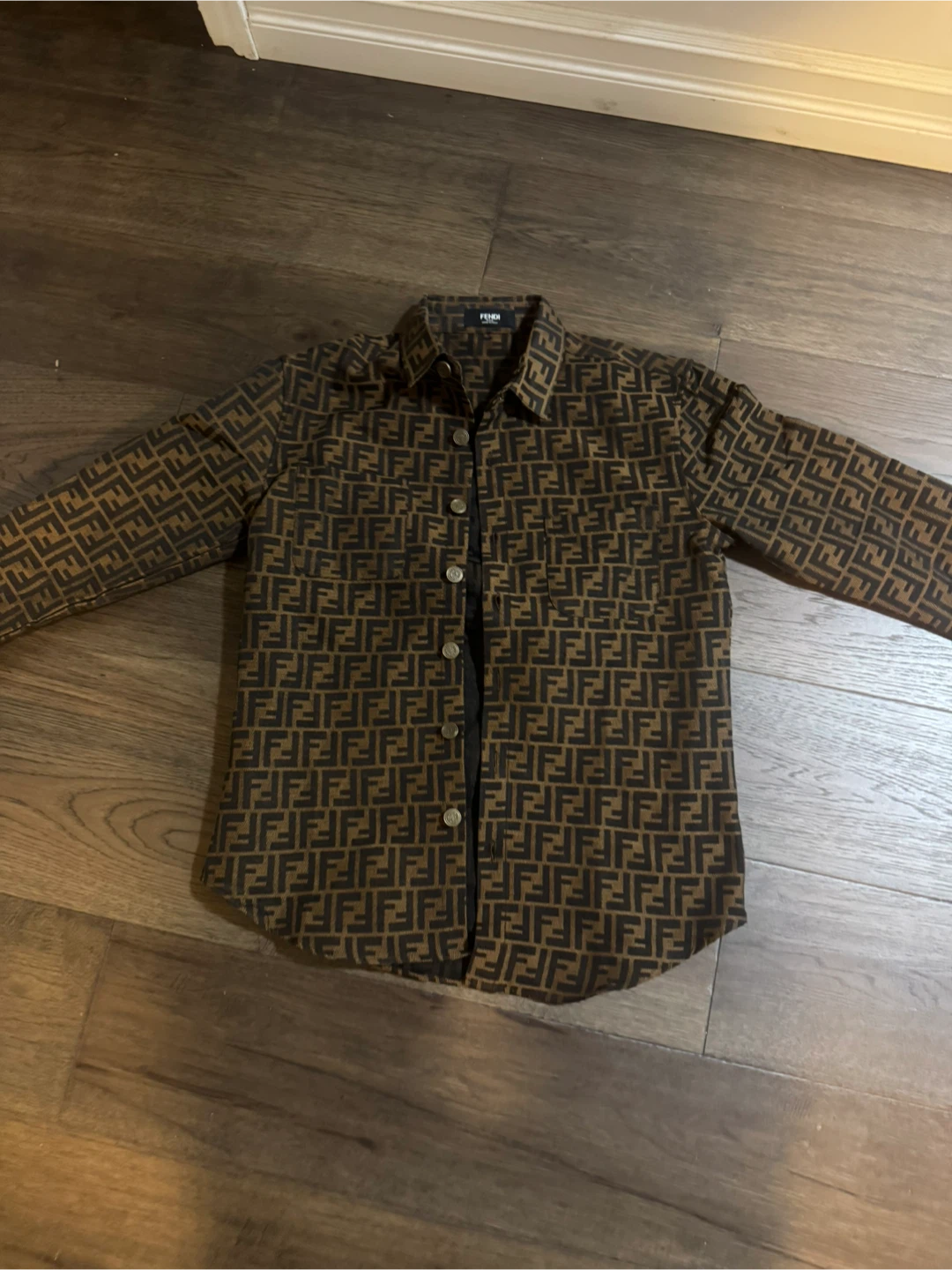 Fendi Brown All-Over Logo Shirt