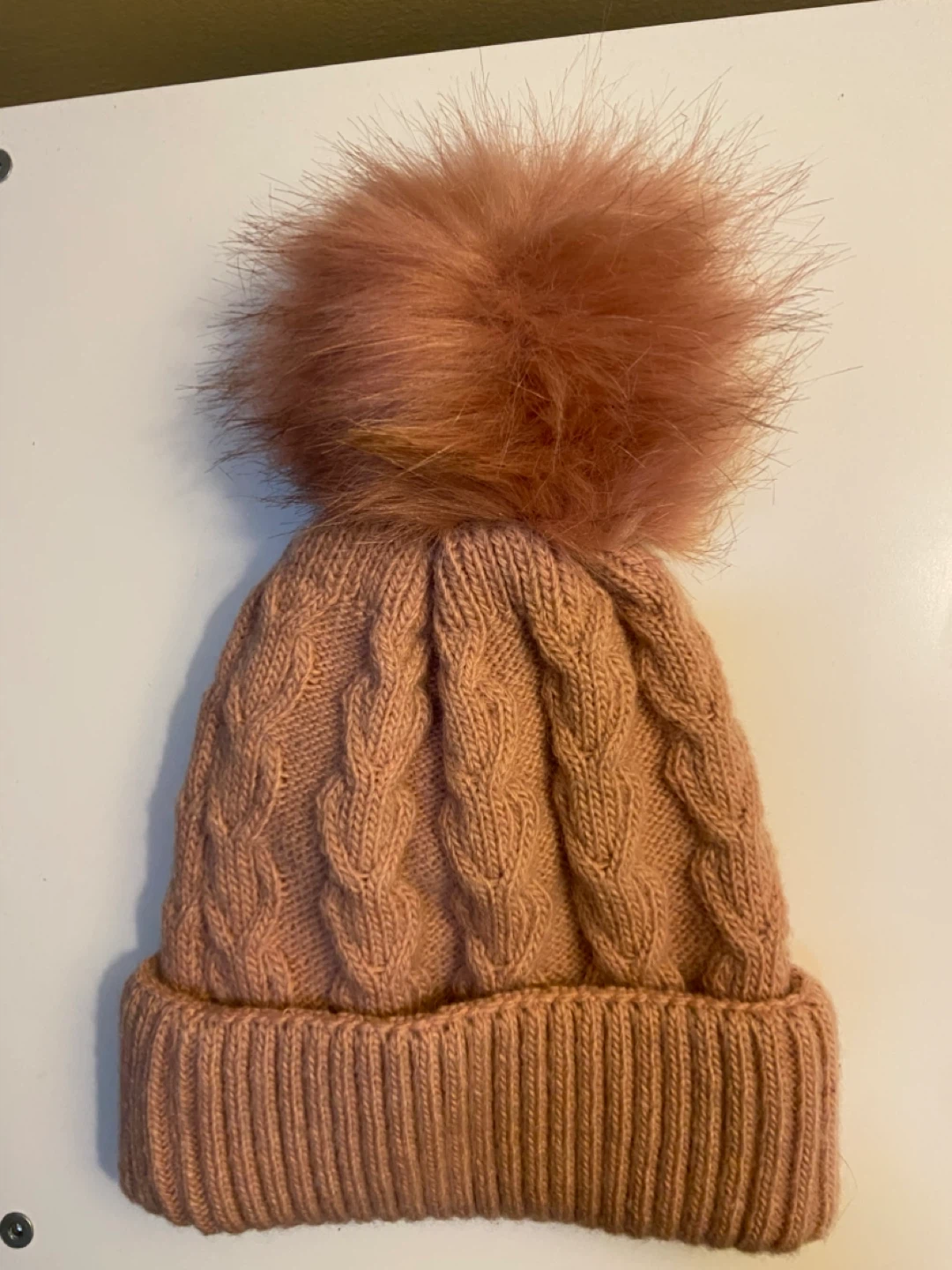 Pink Knit Pom Pom Beanie