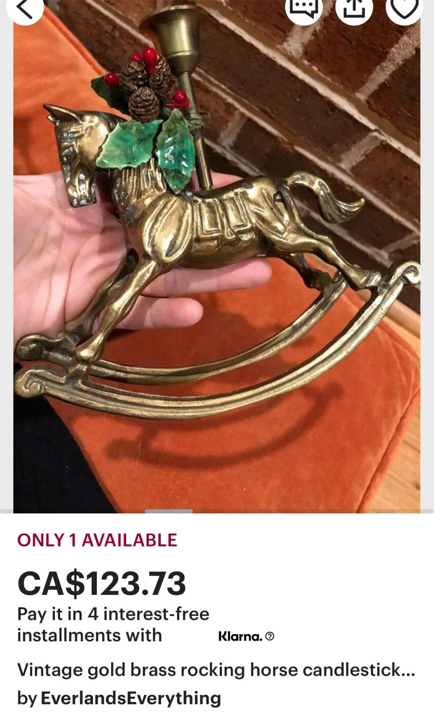 Vintage Brass Rocking Horse Candlestick