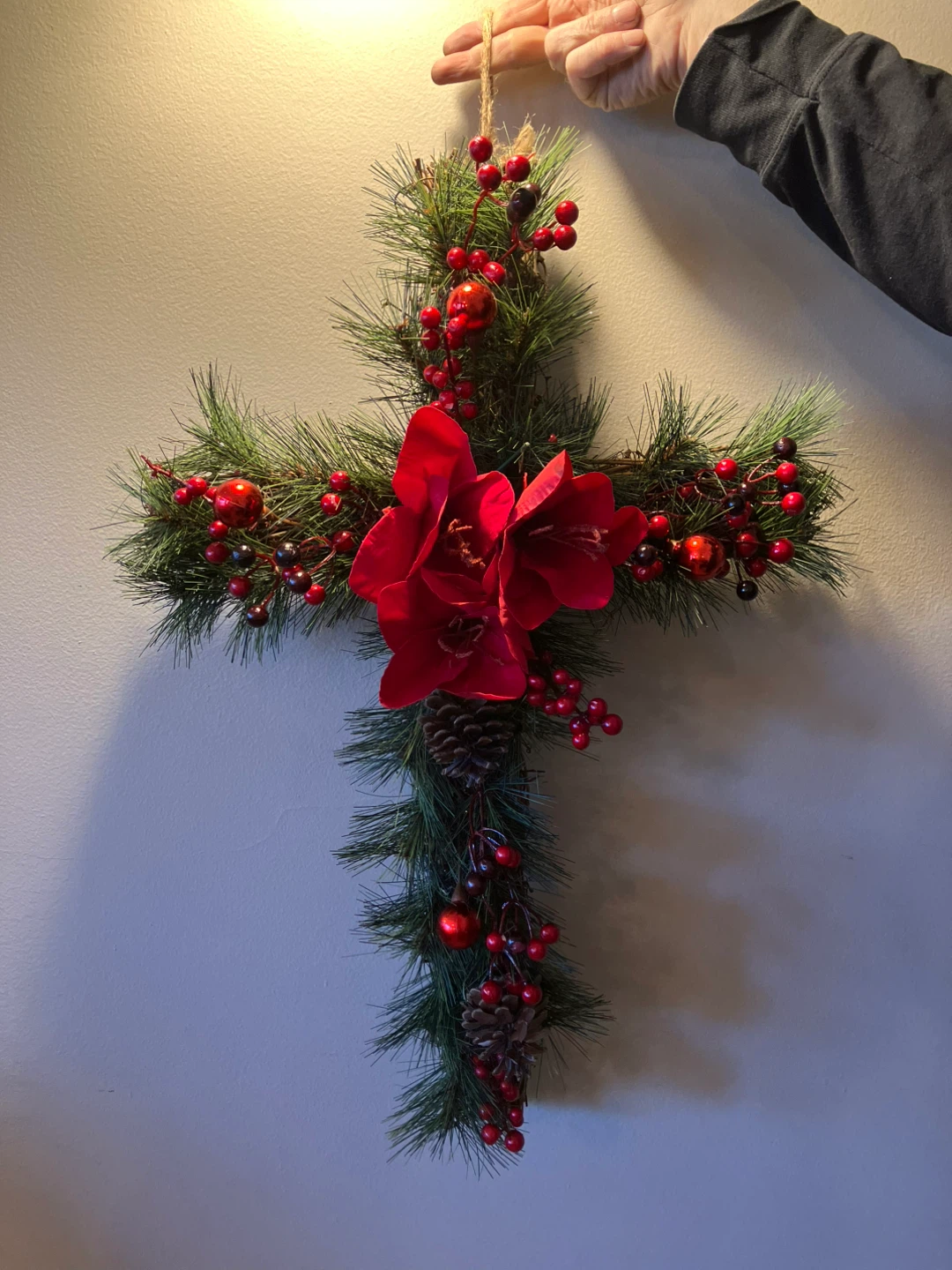 Wicker Cross Christmas Decoration