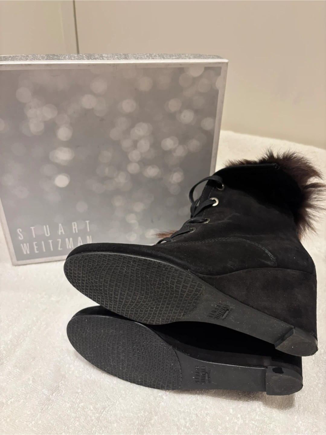 Stuart Weitzman Suede Boots Faux fur lined with box - Size 9 - photo 5