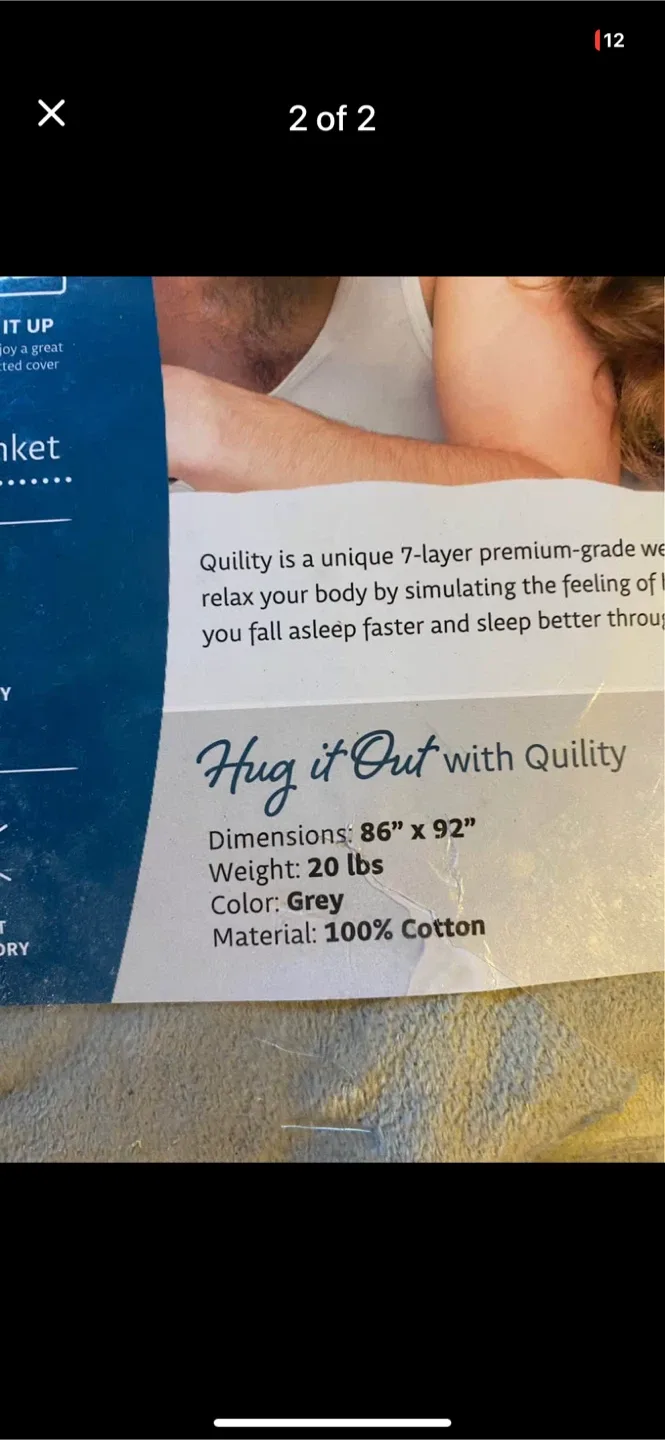 Quility Weighted Blanket - Grey, 86" x 92" image indicator(2)