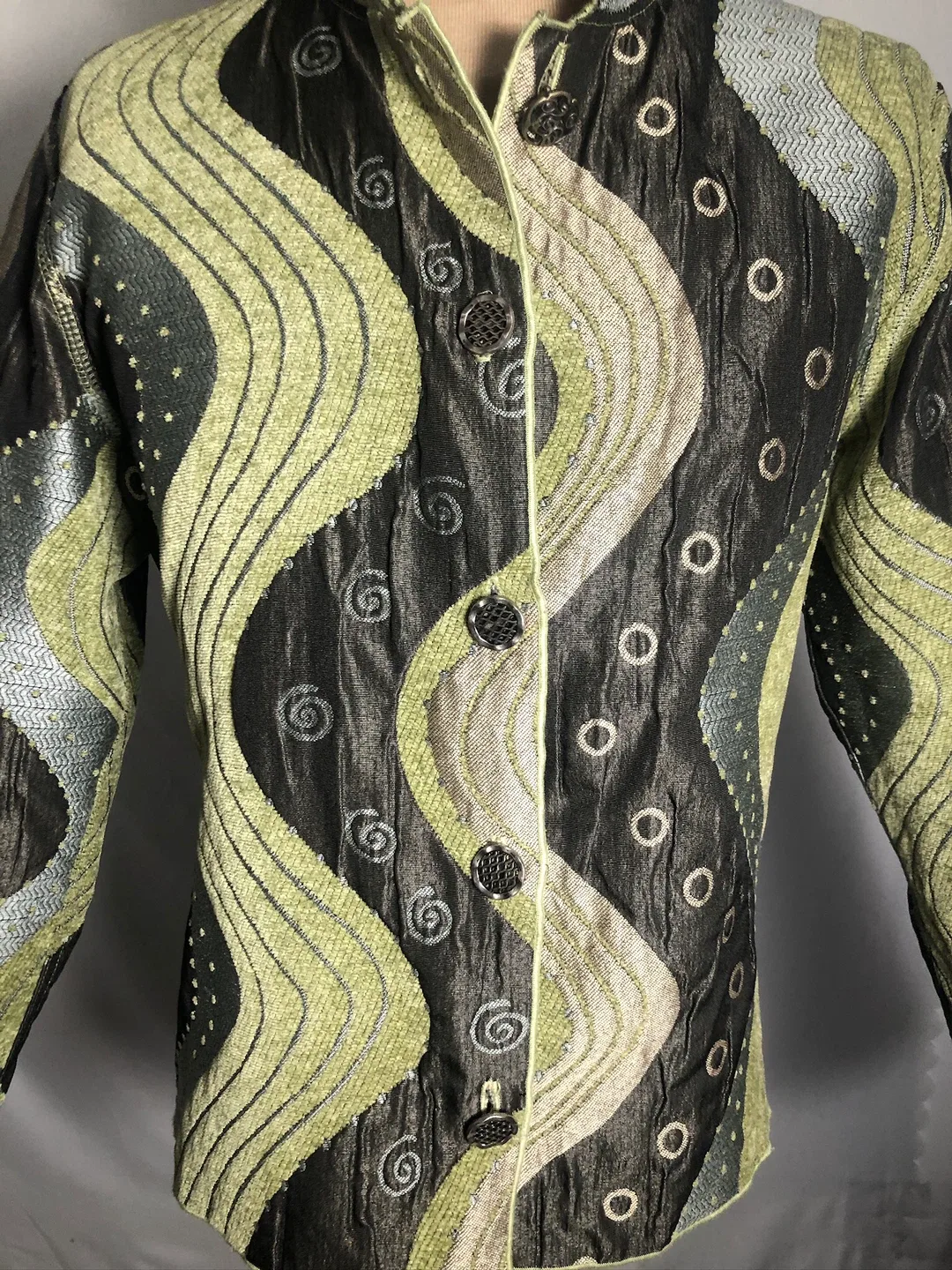 Women’s Green, Silver, Grey Reversible Jacket. Size Large. image indicator(6)