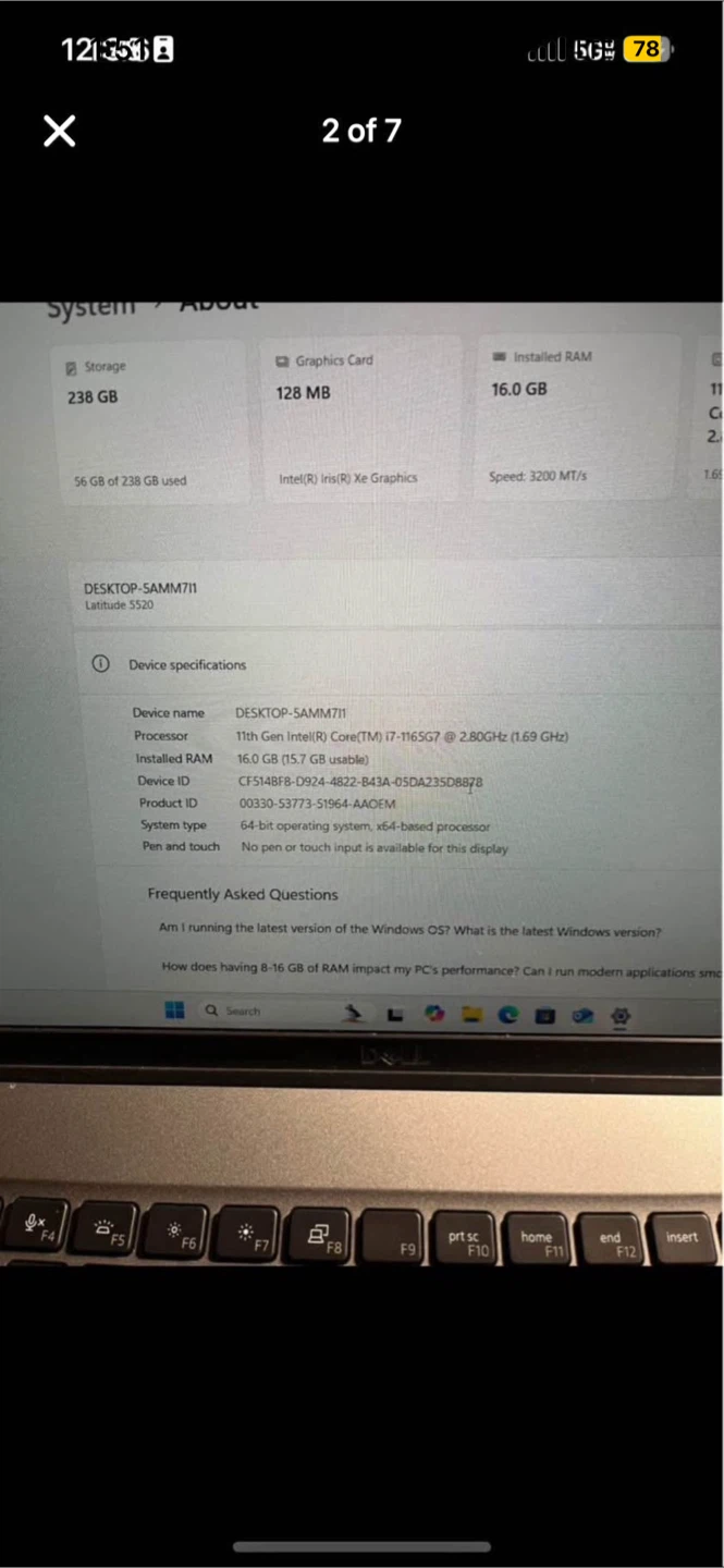 Dell Latitude 5520 15.6 inch laptop Intel i7-1165G7 16GB 256 SSD - photo 2
