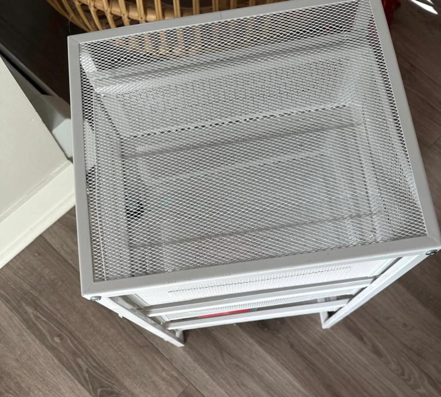 white metal rolling cart