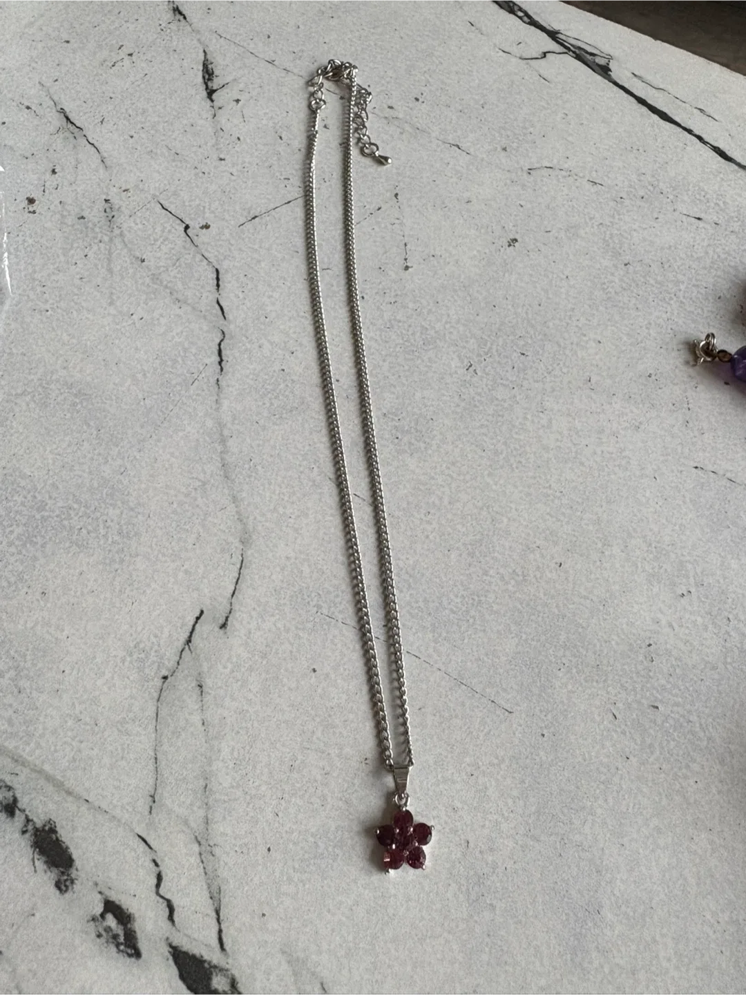 Ruby  Flower Pendant Necklace image indicator(5)