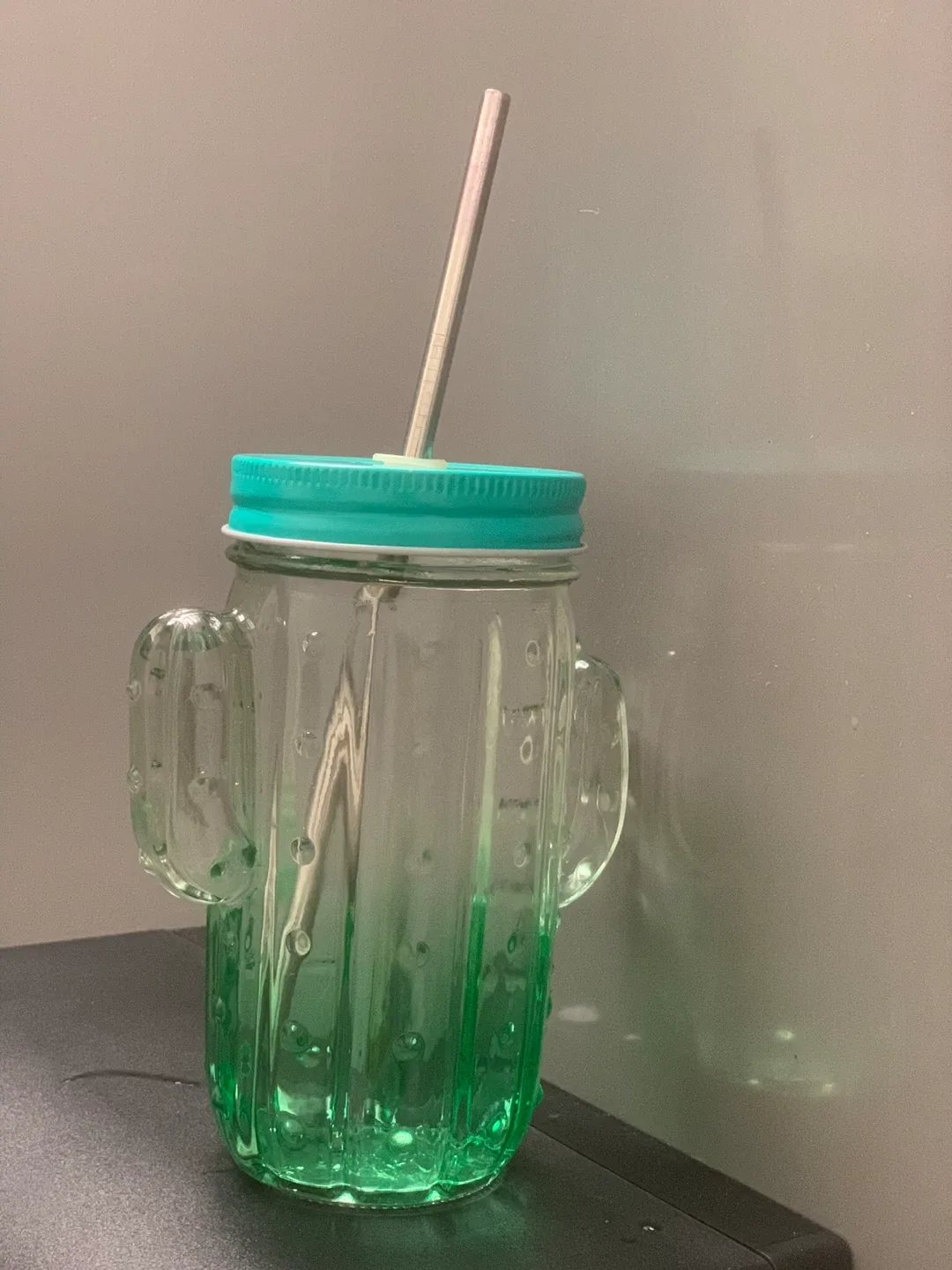 Cactus Jar with Straw