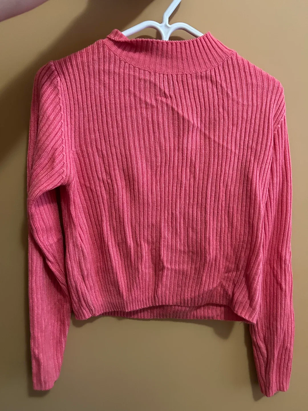 Ribbed Knit Mock Neck Long Sleeve Top