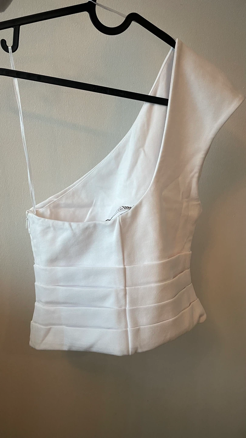 Zara White One Shoulder Top - photo 2