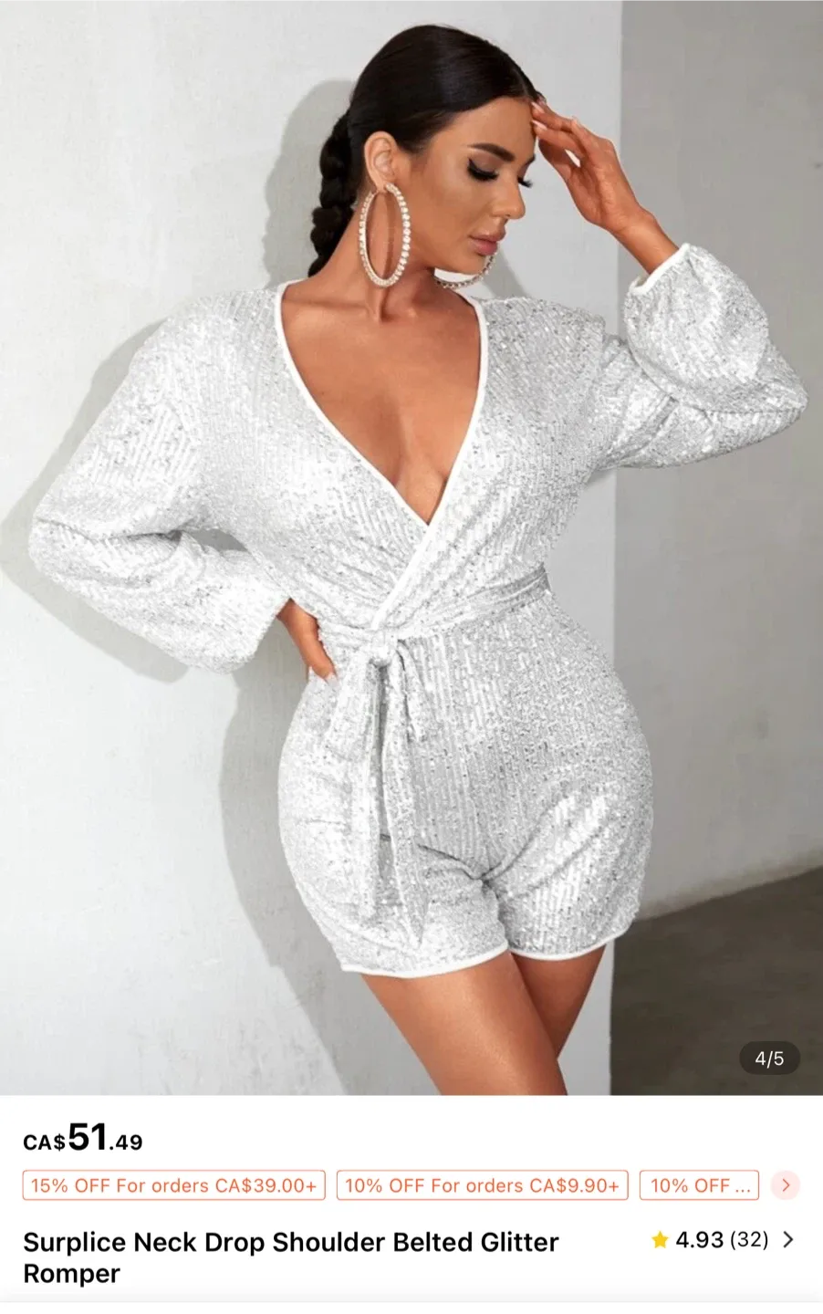 Surplice Neck Glitter Romper image indicator(4)