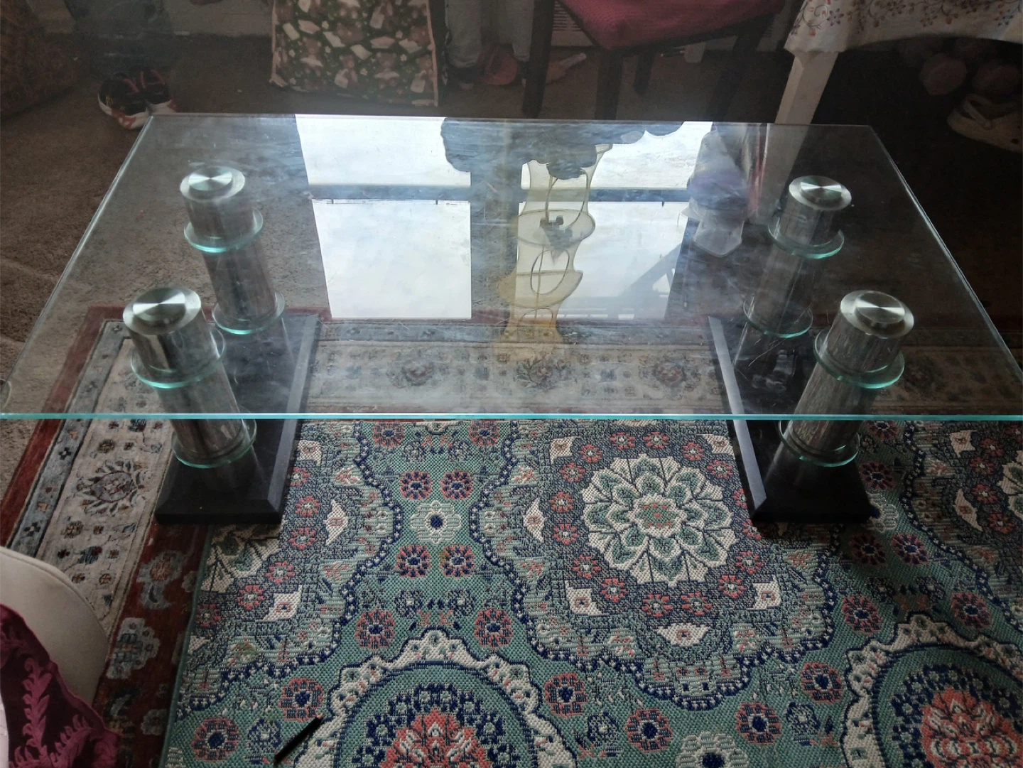 Glass Coffee Table with Chrome Legs