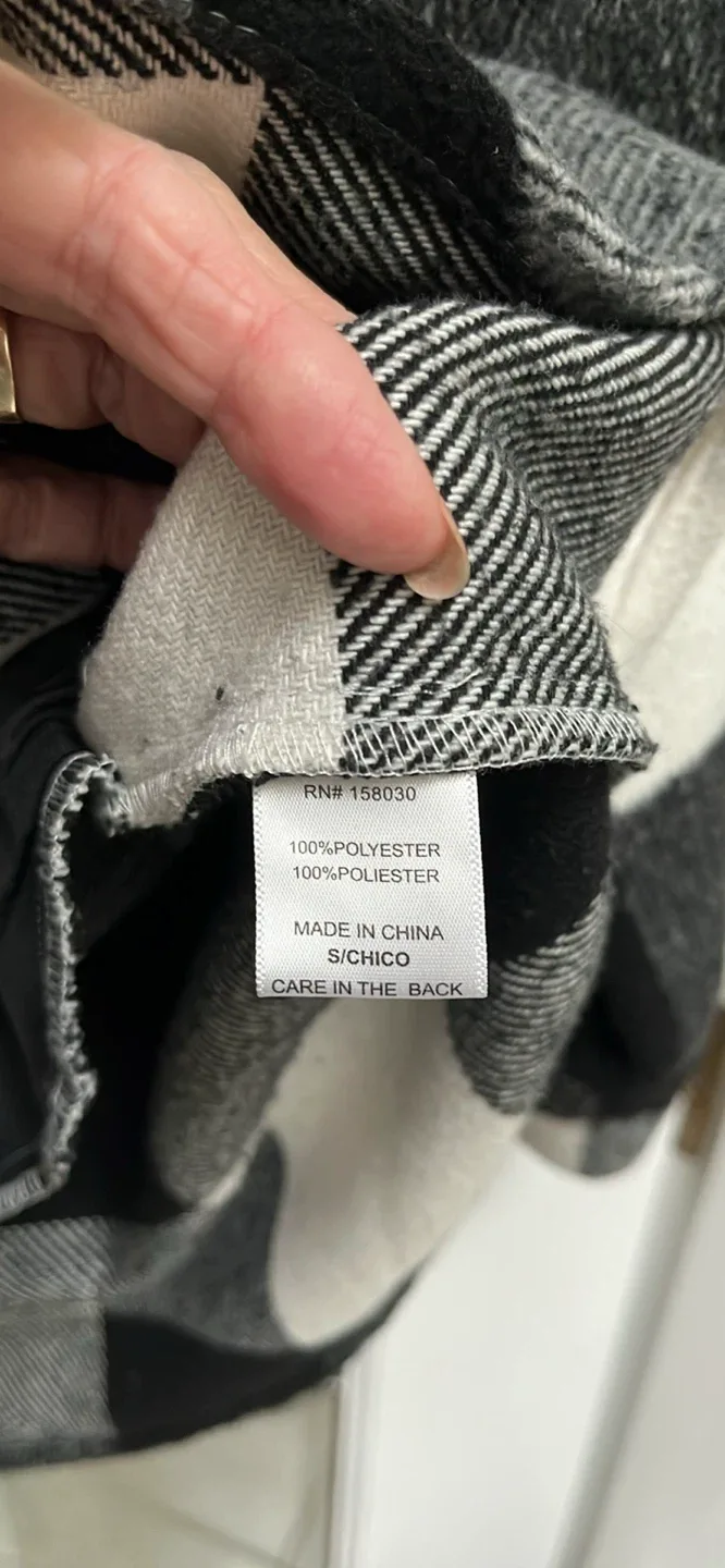 Love Tree Black & White Plaid Shacket - Size S image indicator(5)