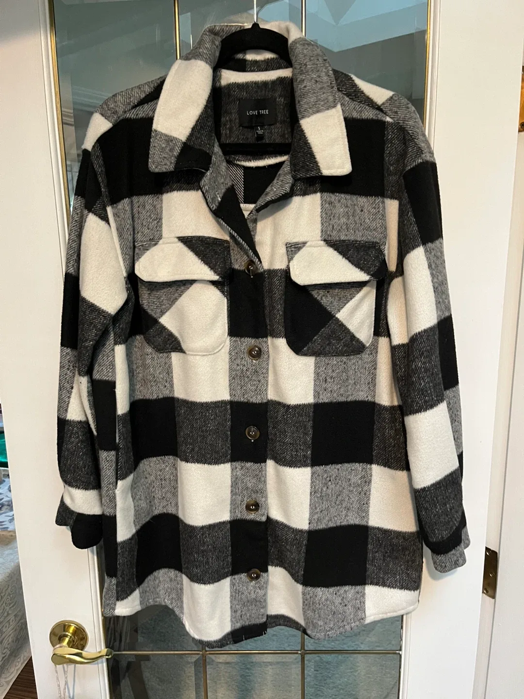 Love Tree Black & White Plaid Shacket - Size S image indicator(6)