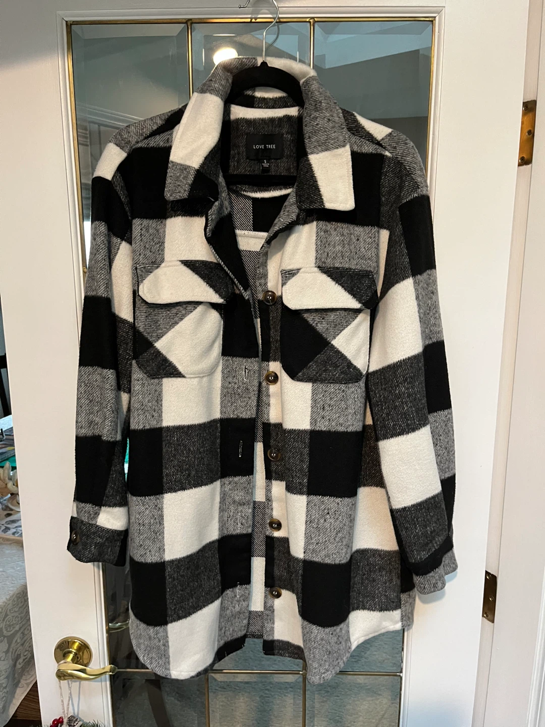 Love Tree Black & White Plaid Shacket - Size S