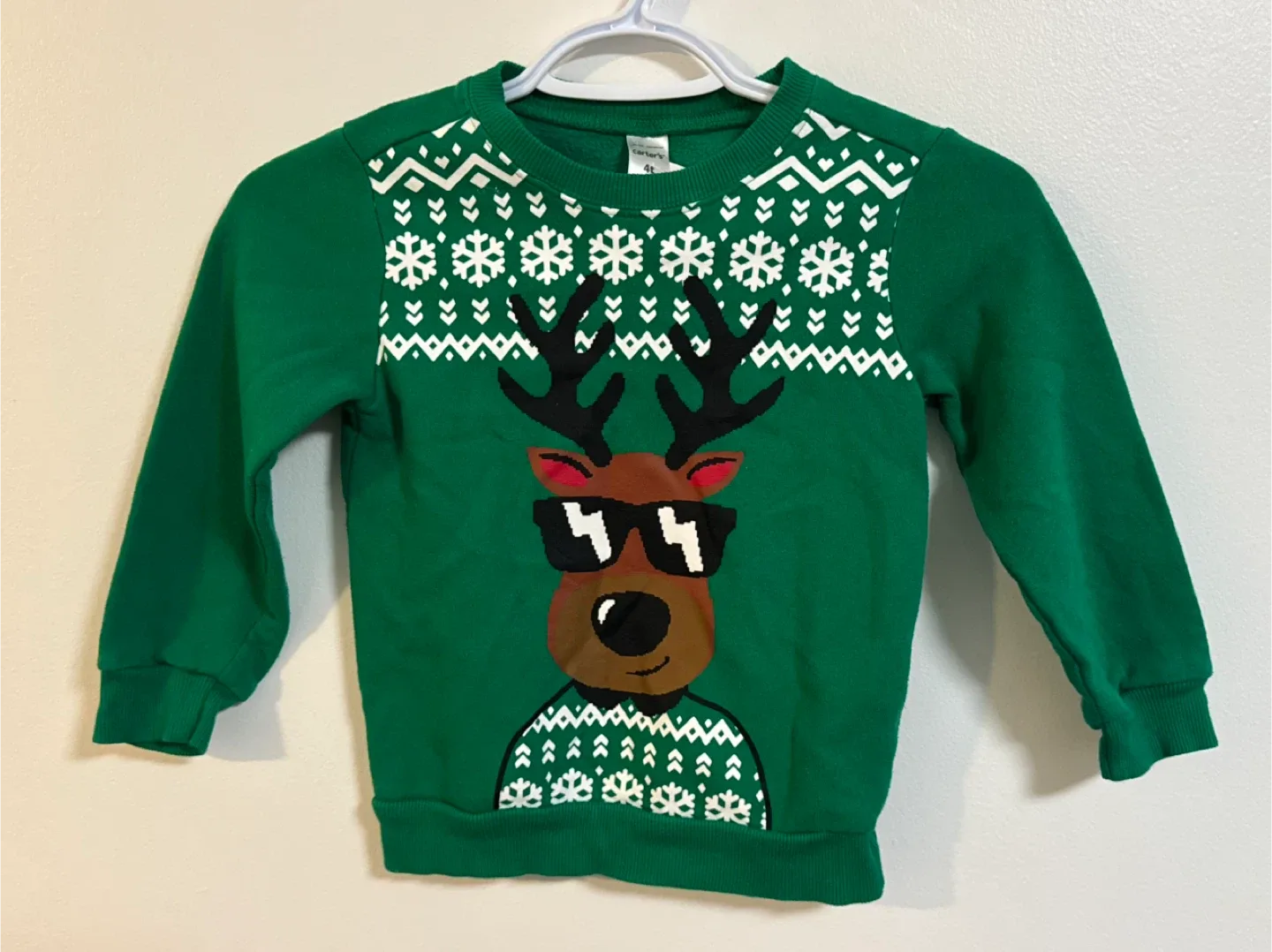 Carter's 4T Green Reindeer Christmas Sweater thumbnail