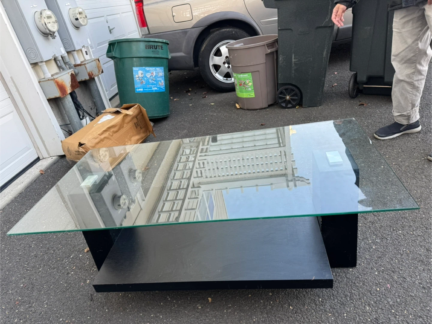Glass Top Coffee Table - Black Base