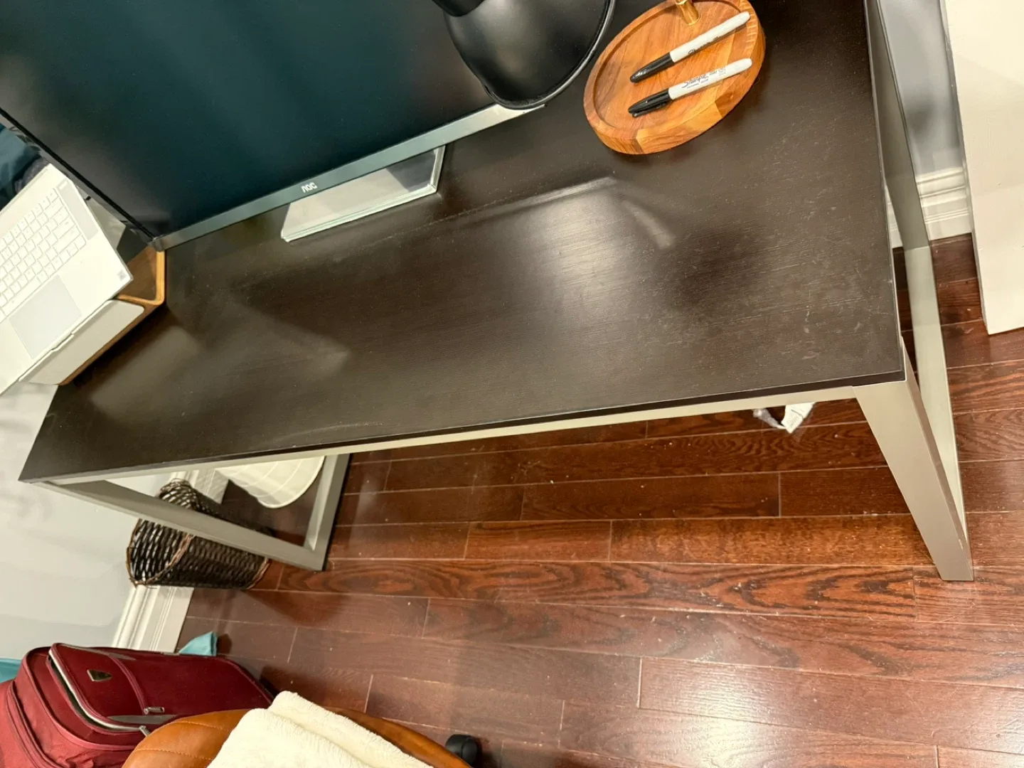 Dark Brown Desk with Metal Legs image indicator(4)