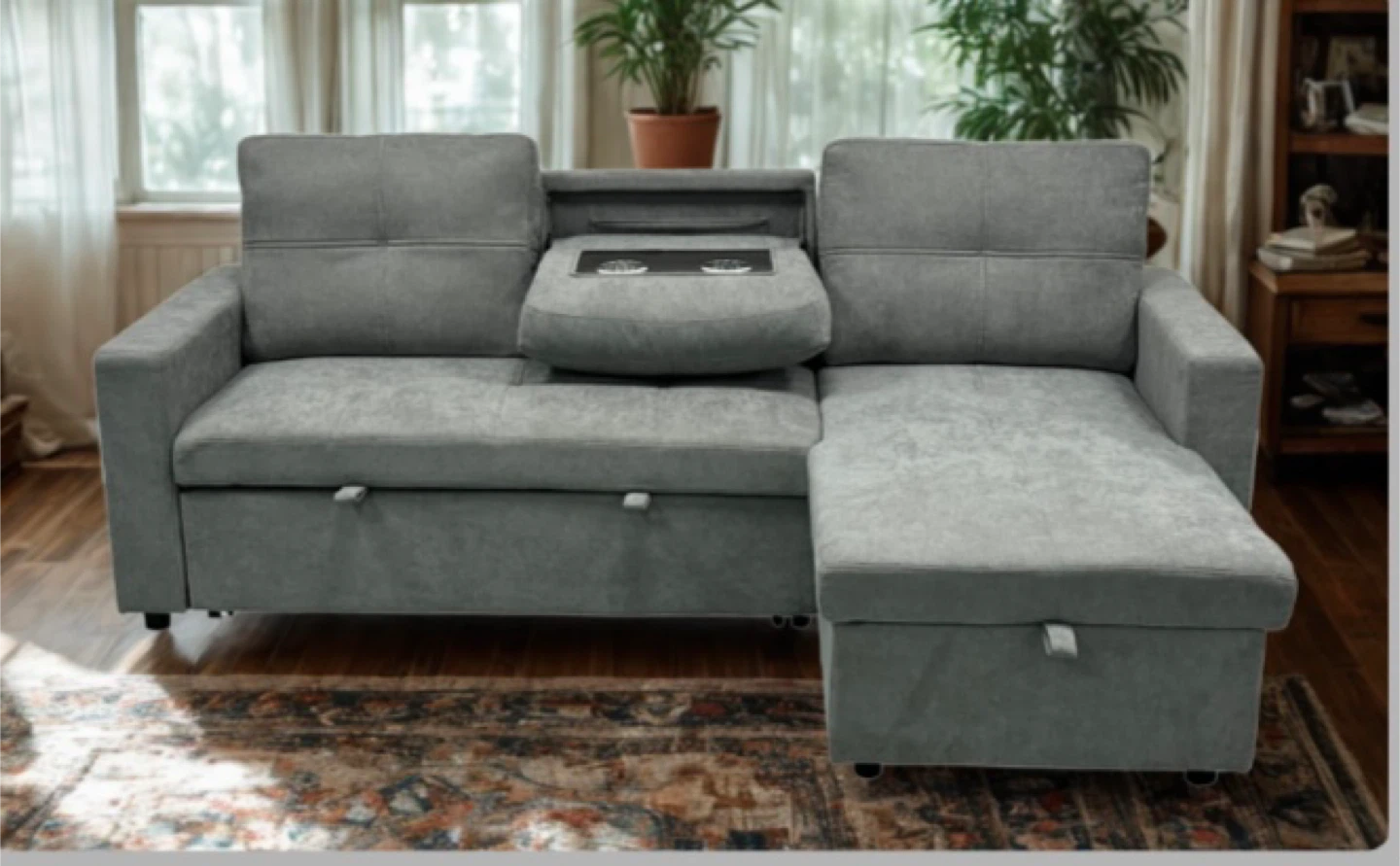 Grey Sectional Sofa with Storage