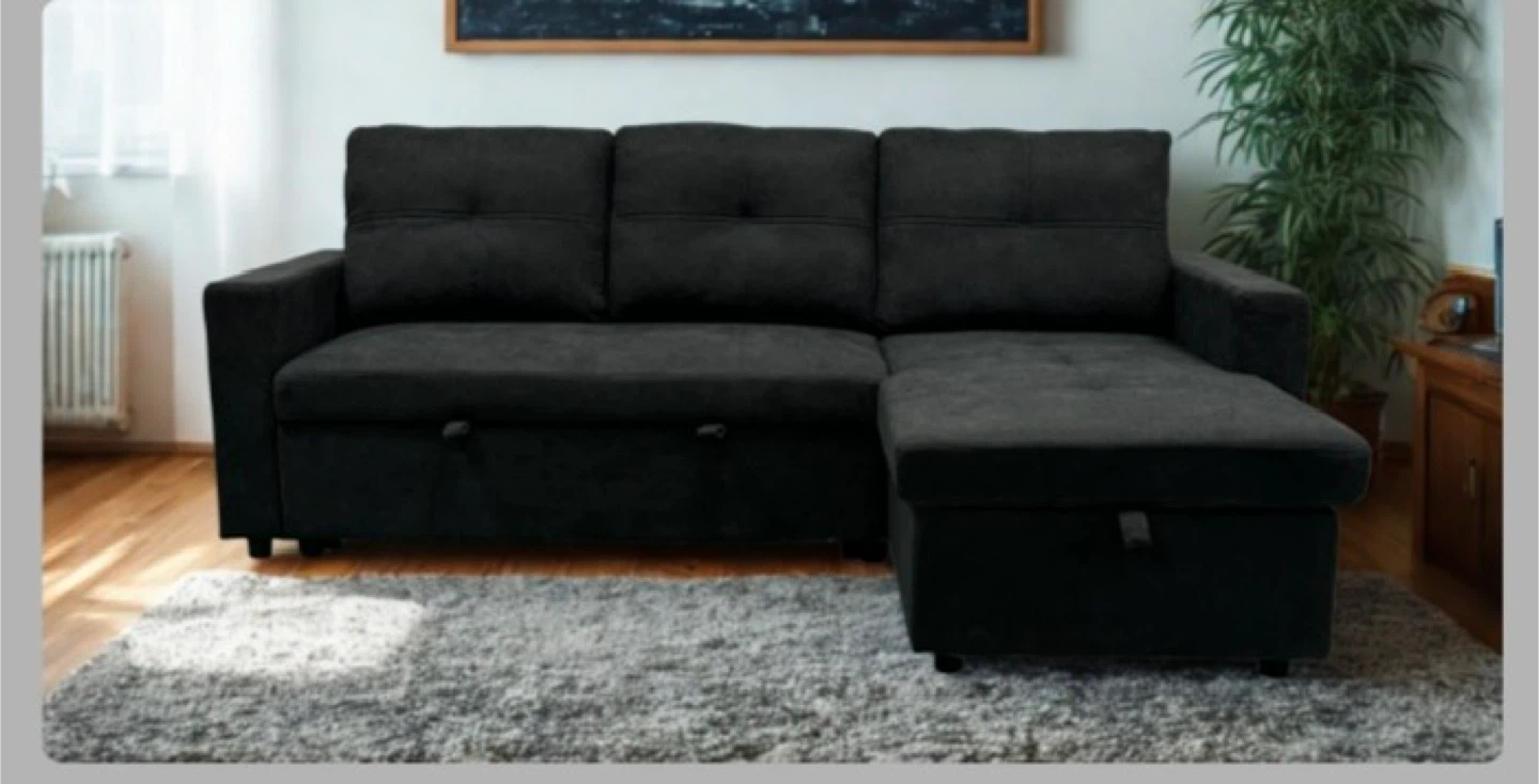 Black Sectional Sofa with Ottoman