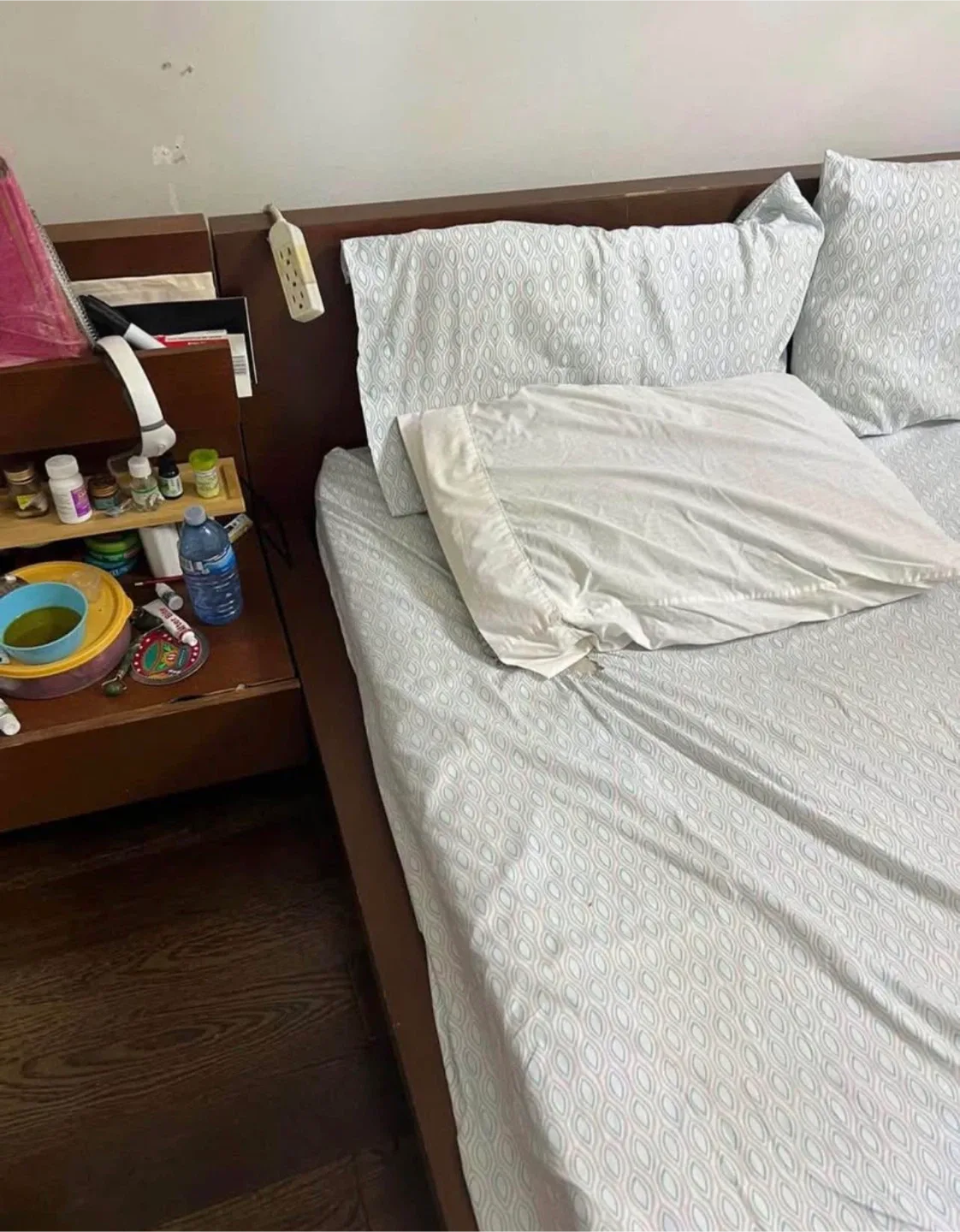 Queen Size Bed Frame with Attached Nightstands image indicator(2)