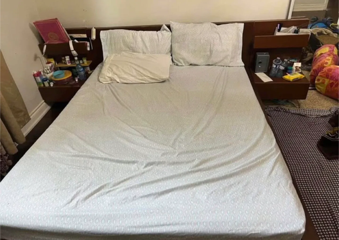 Queen Size Bed Frame with Attached Nightstands image indicator(3)