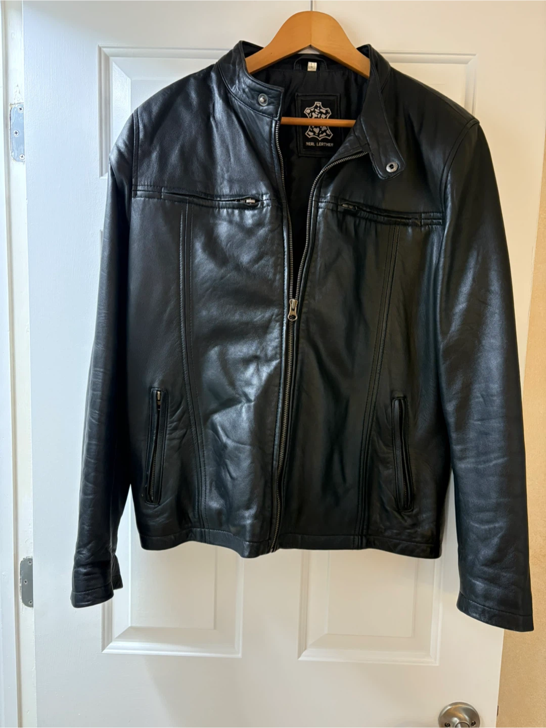 Real Leather Black Jacket - Size L