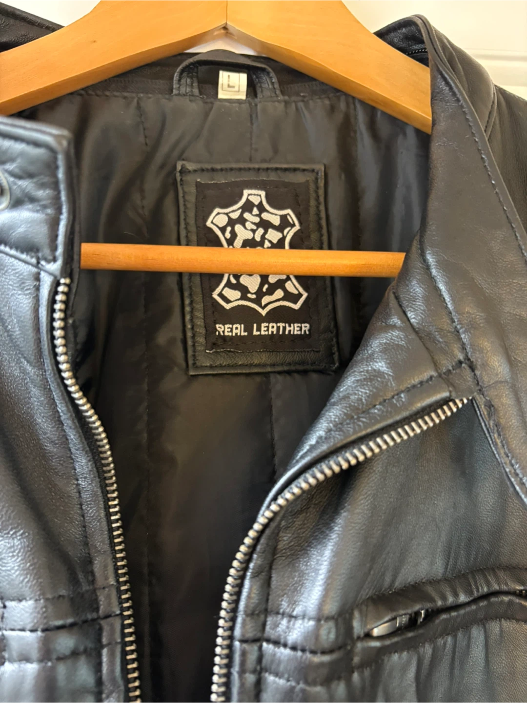Real Leather Black Jacket - Size L - photo 2