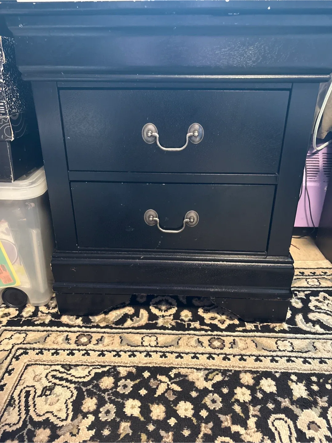 Selling 2 Black Two-Drawer Nightstand image indicator(2)