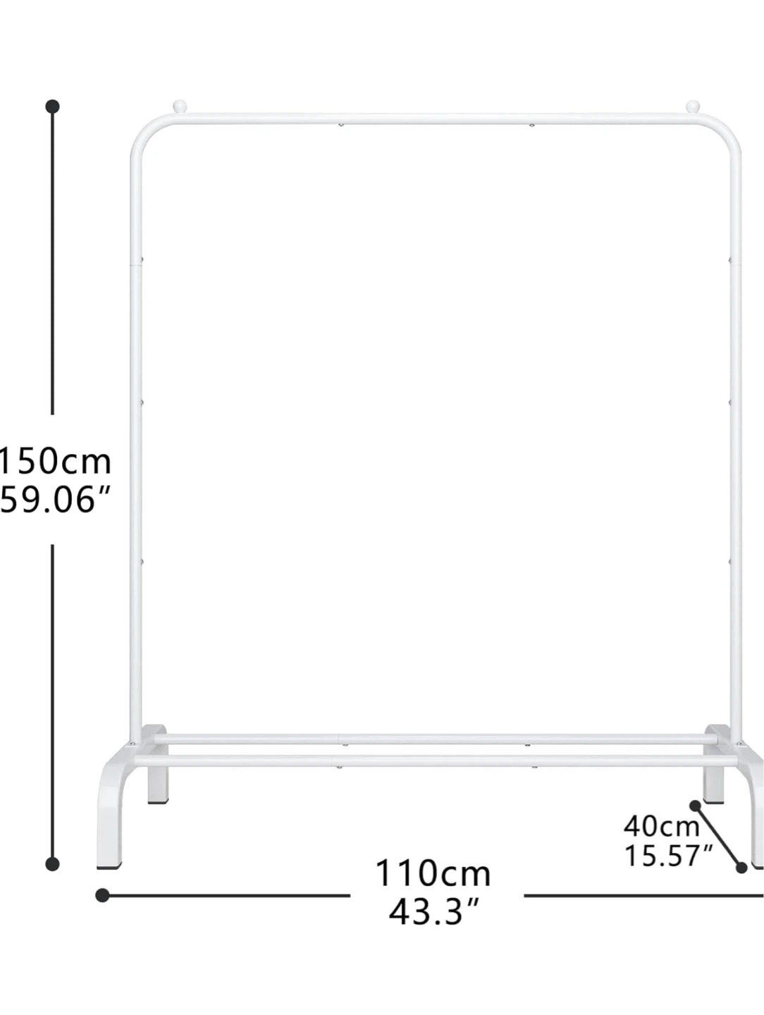 White Metal Clothes Rack - 150cm Height - photo 3