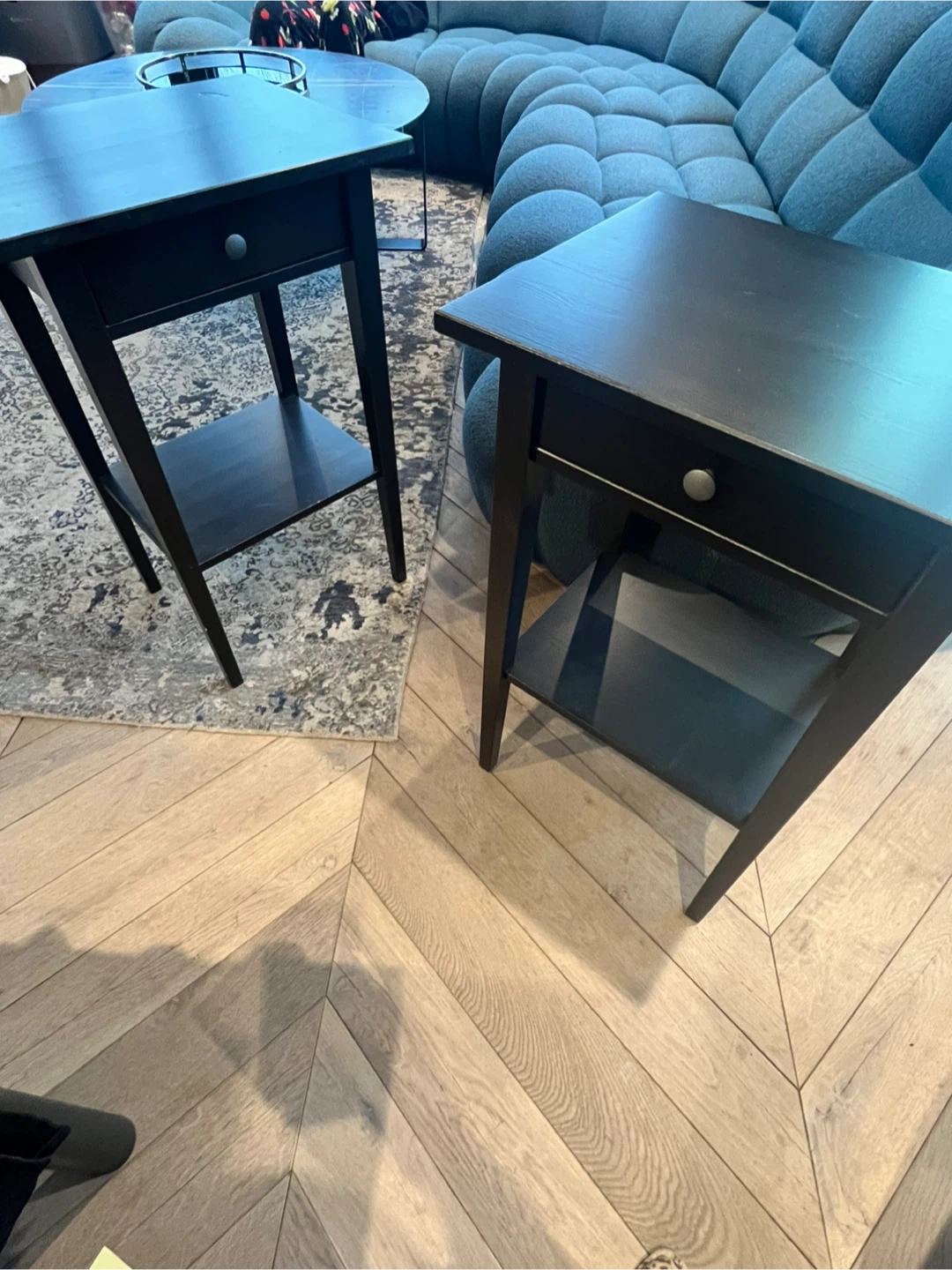 Set of Black-Brown Nightstand with Drawer