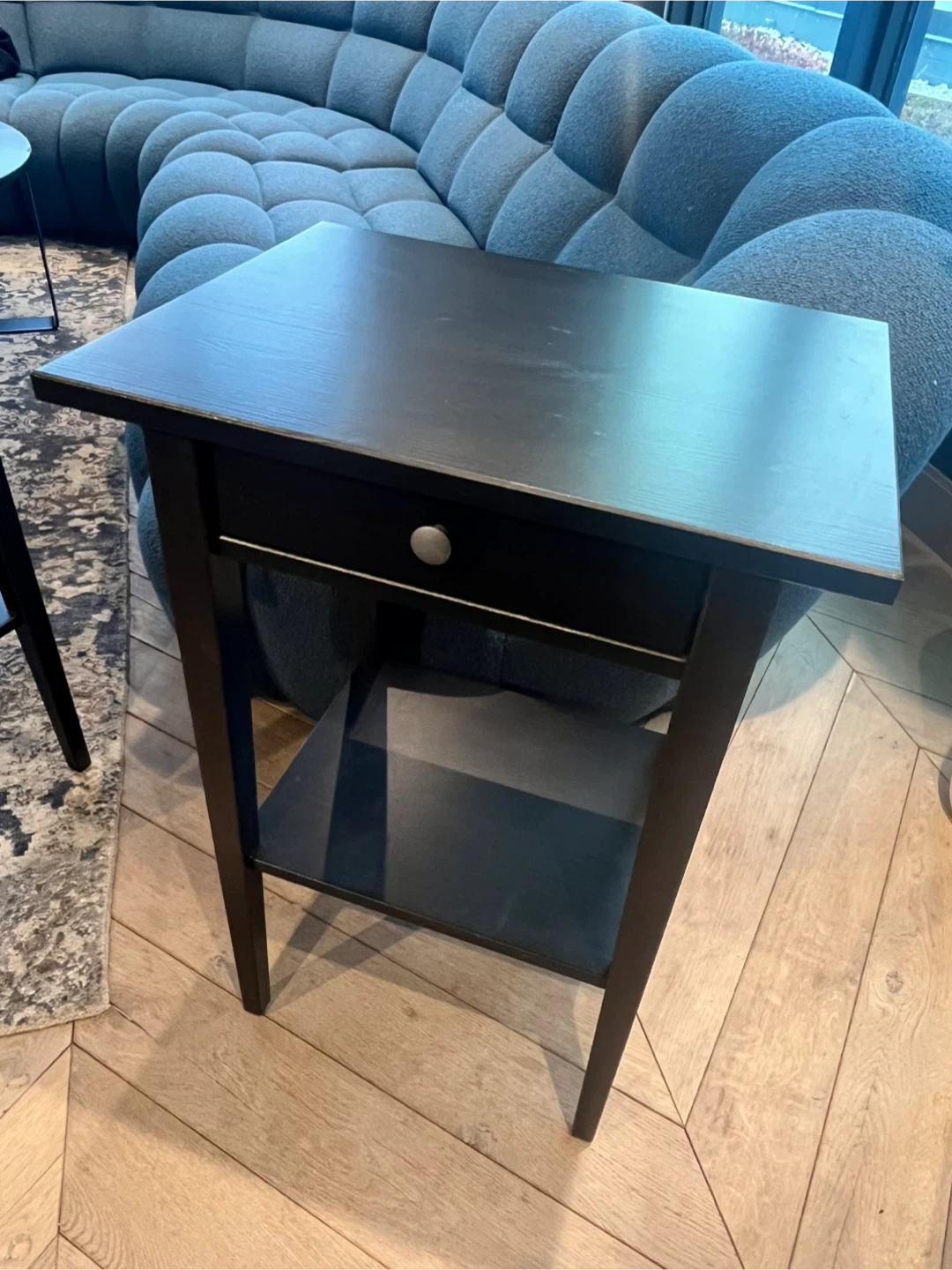 Set of Black-Brown Nightstand with Drawer - photo 2