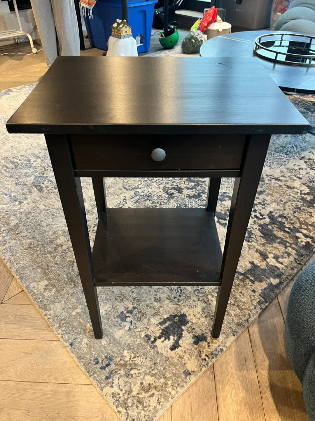 Set of Black-Brown Nightstand with Drawer - photo 3