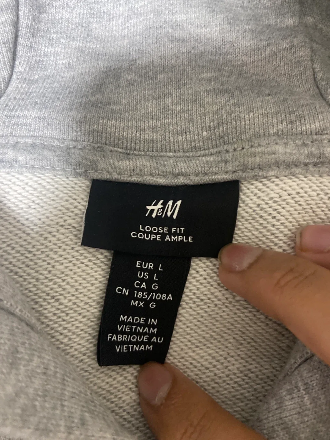 H&M Grey Loose Fit Zip-Up Hoodie - Size L image indicator(2)
