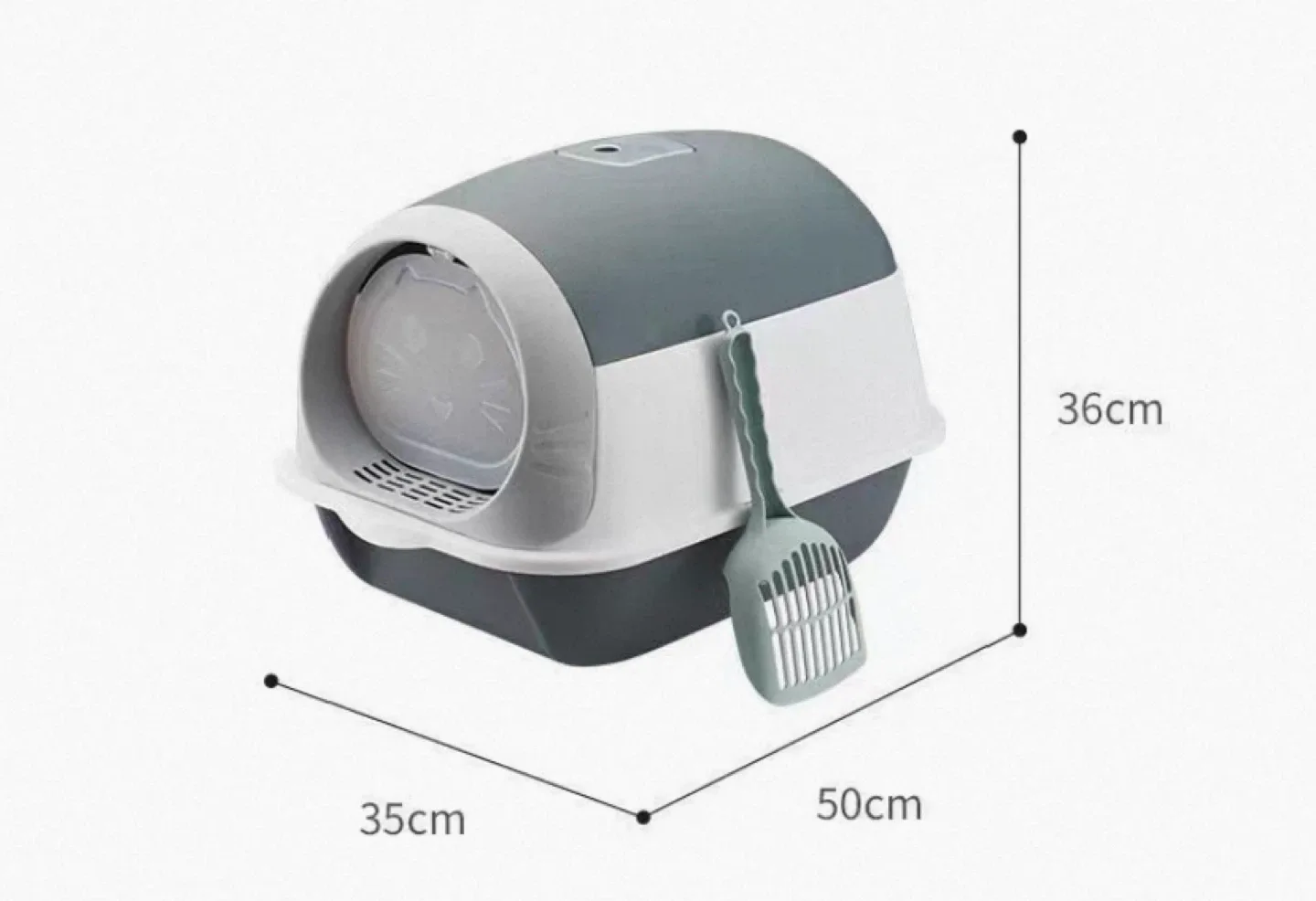 Gray Enclosed Cat Litter Box w/ Scoop image indicator(2)