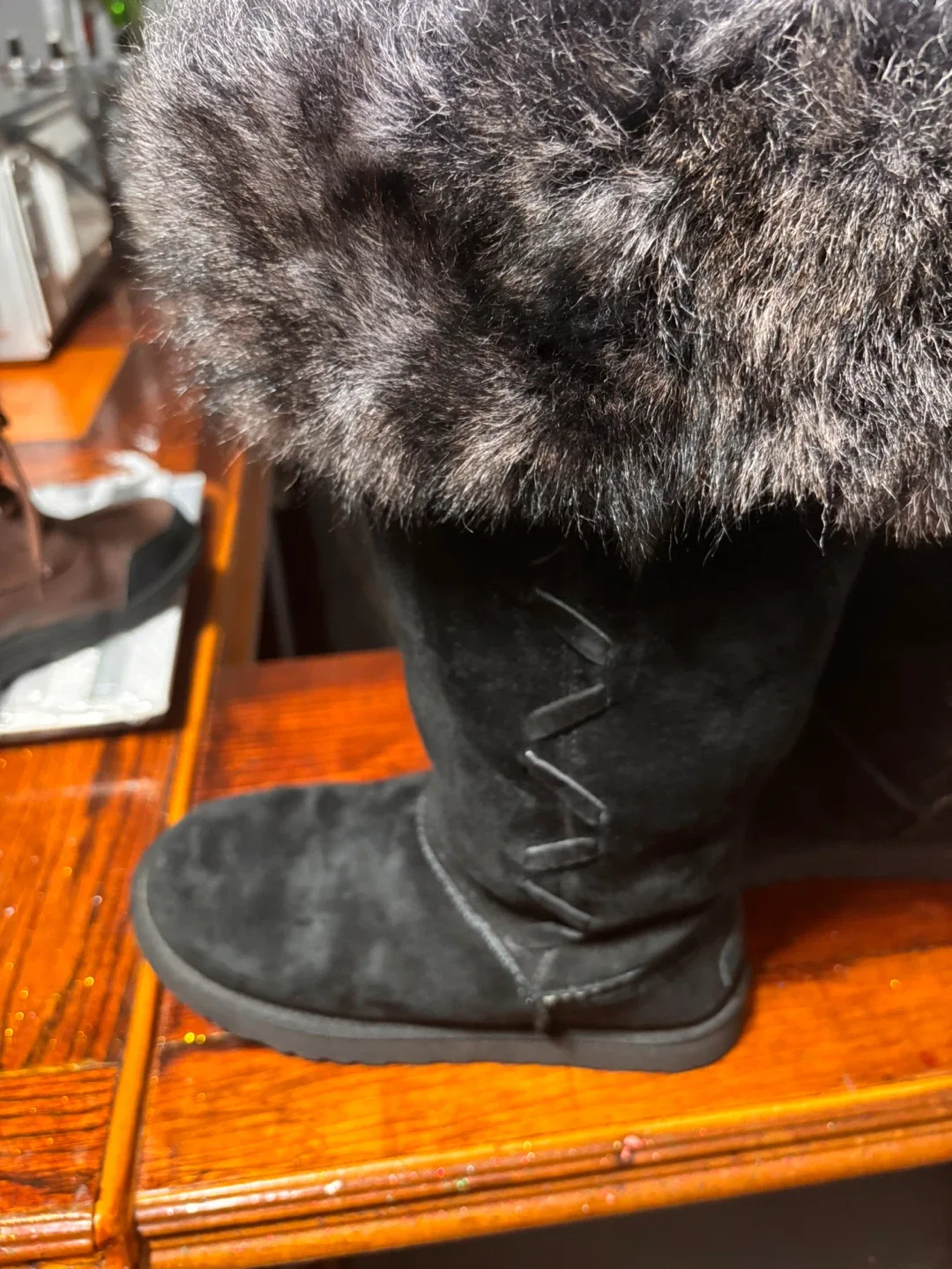 UGG Black Boots with Fur Trim excellent condition image indicator(6)