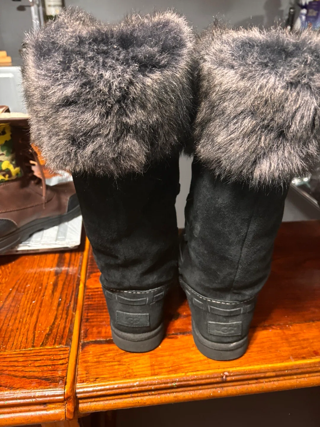 UGG Black Boots with Fur Trim excellent condition