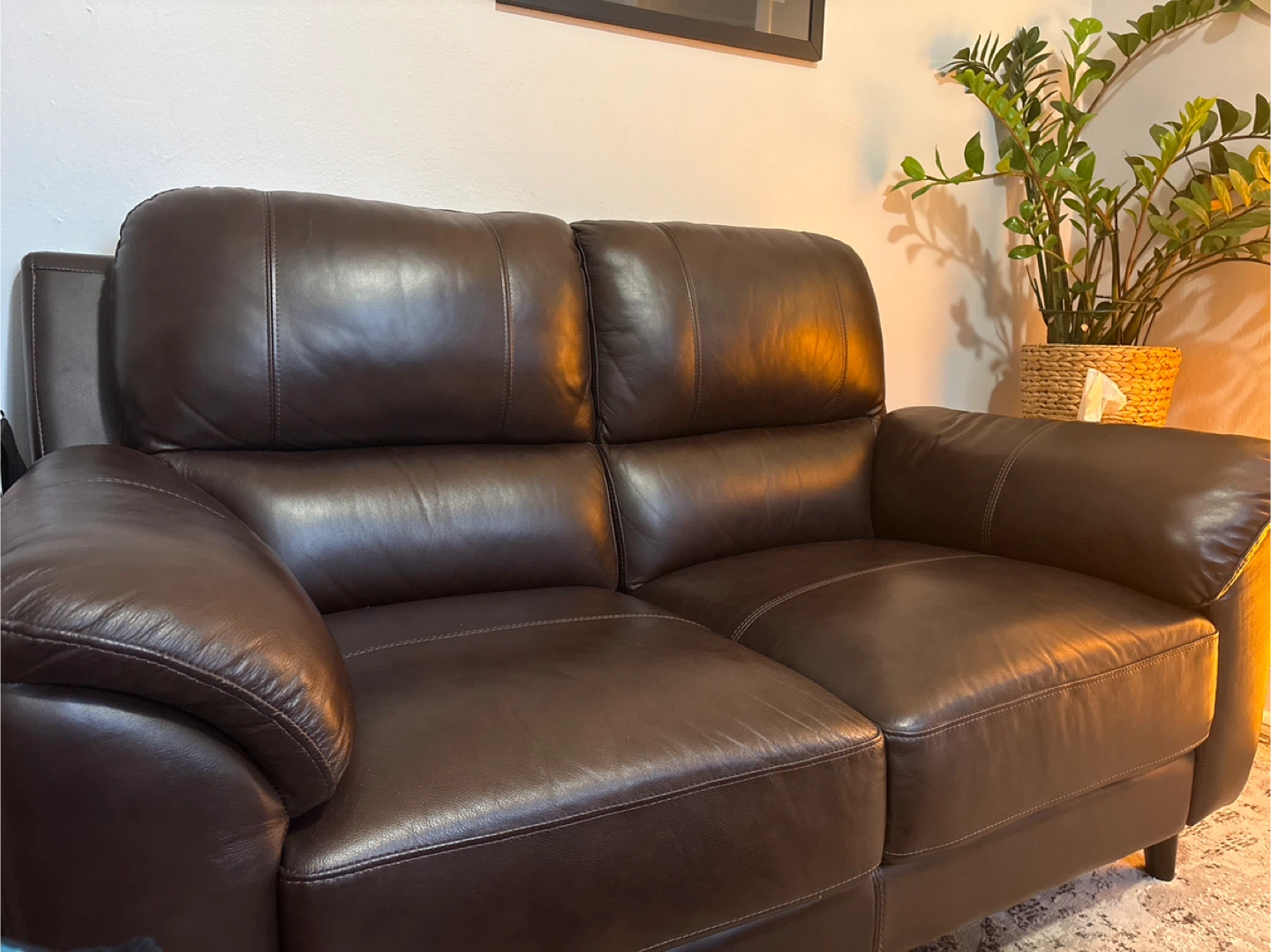 Brown Leather Loveseat