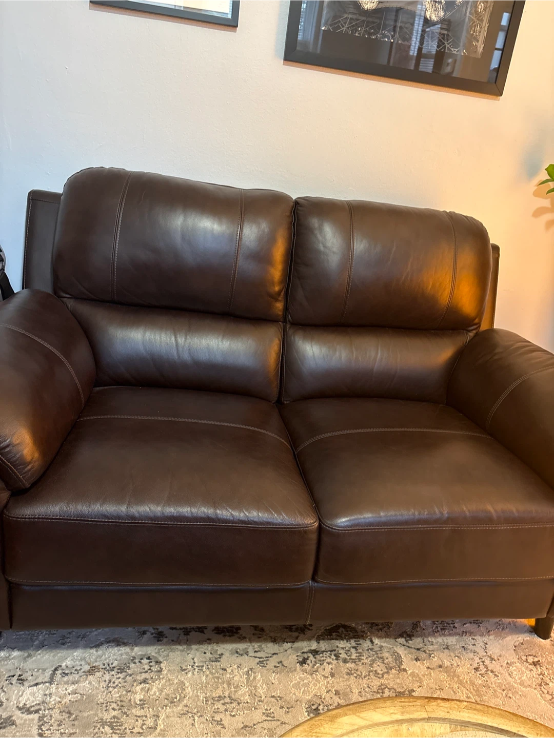 Brown Leather Loveseat - photo 2