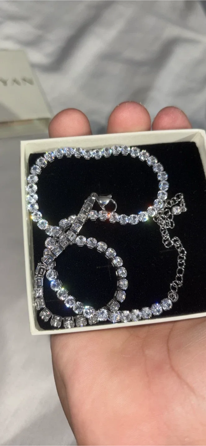 Sparkly CZ Tennis Necklace — Silver-Tone, Brand New In Box! image indicator(3)