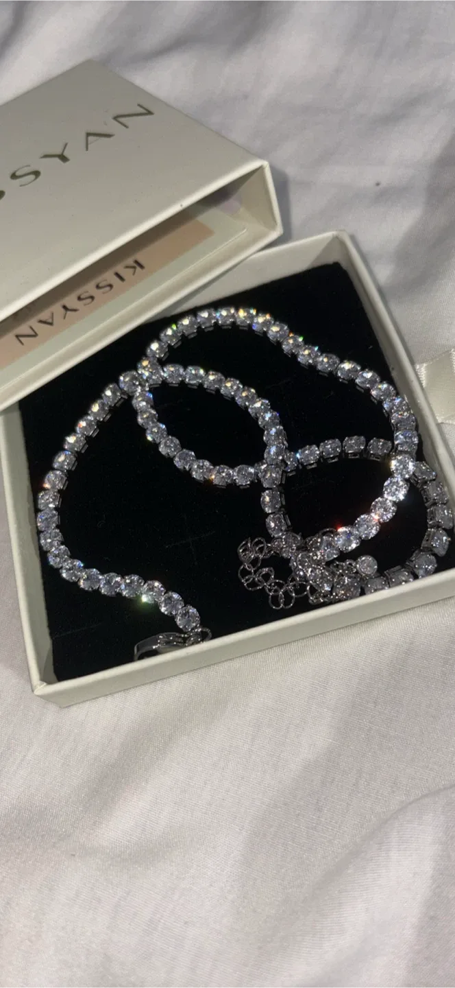 Sparkly CZ Tennis Necklace — Silver-Tone, Brand New In Box! image indicator(2)