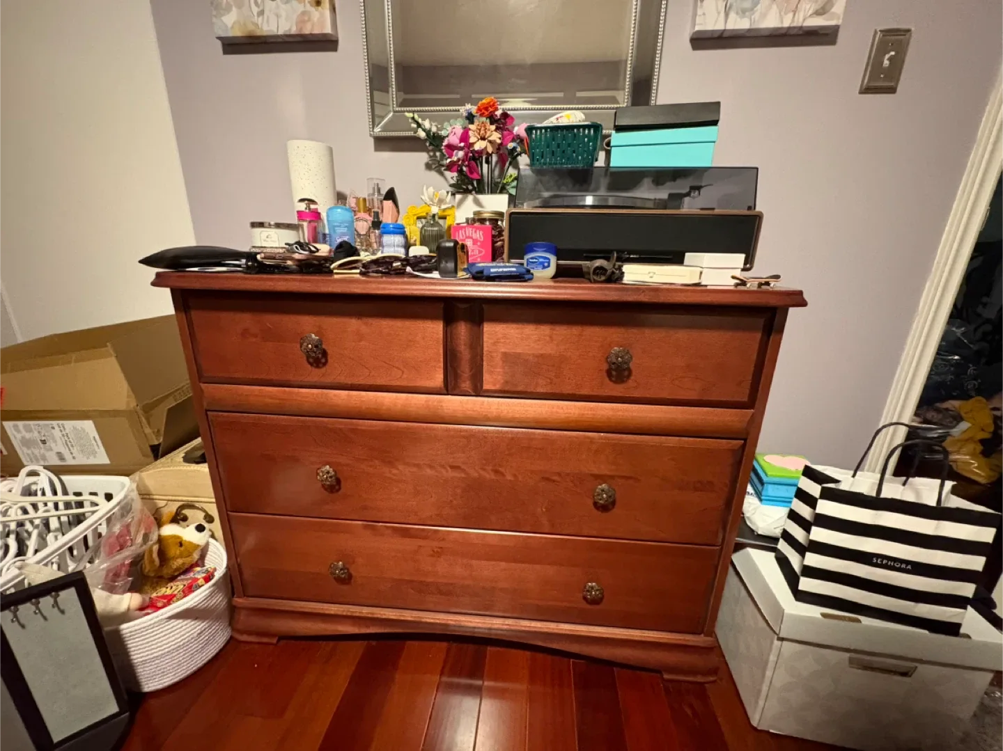 Wooden Armoire, Nightstand, and Dresser Set image indicator(2)