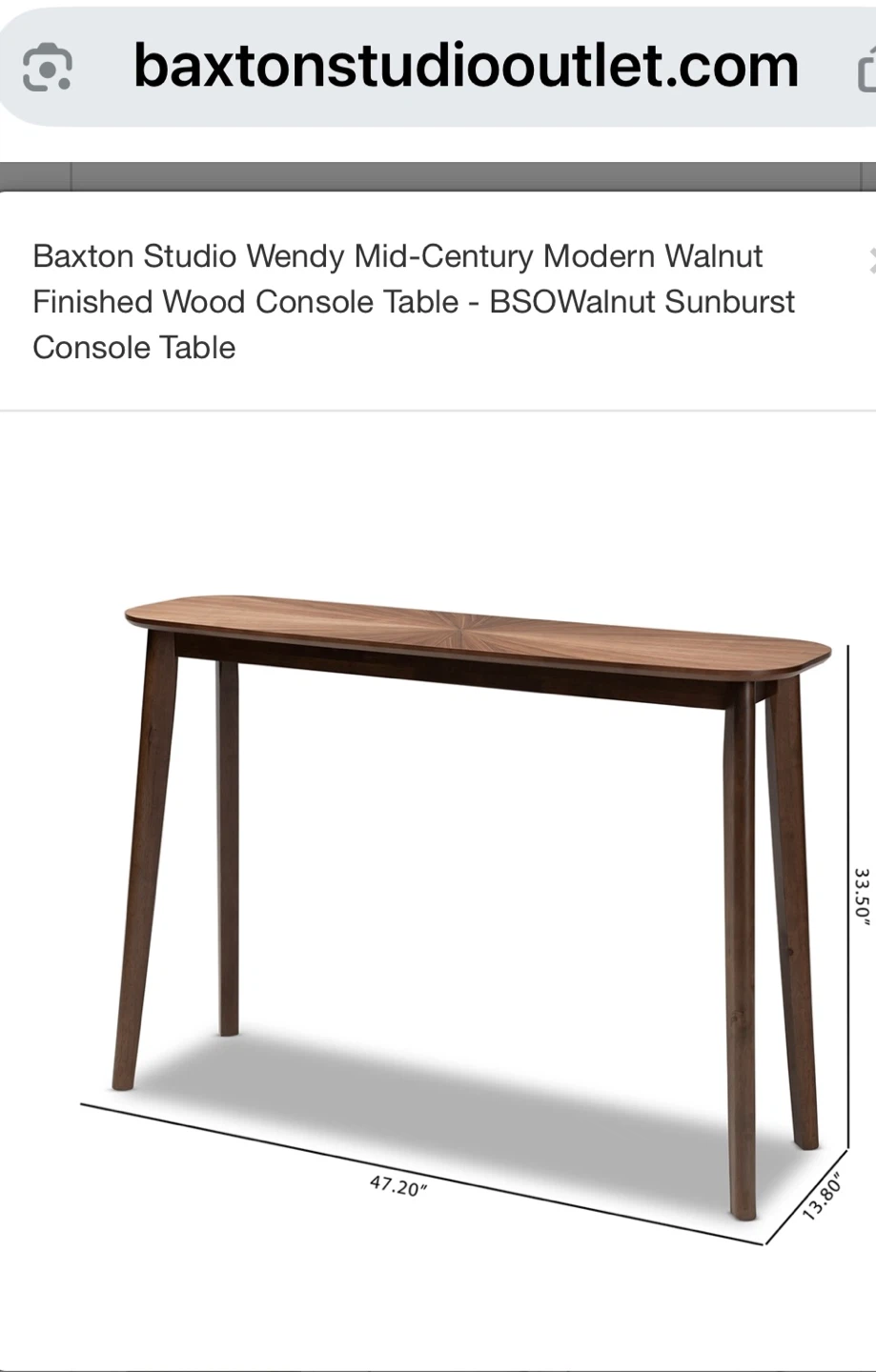 Baxton Studio Wendy Mid-Century Modern Console Table - photo 3