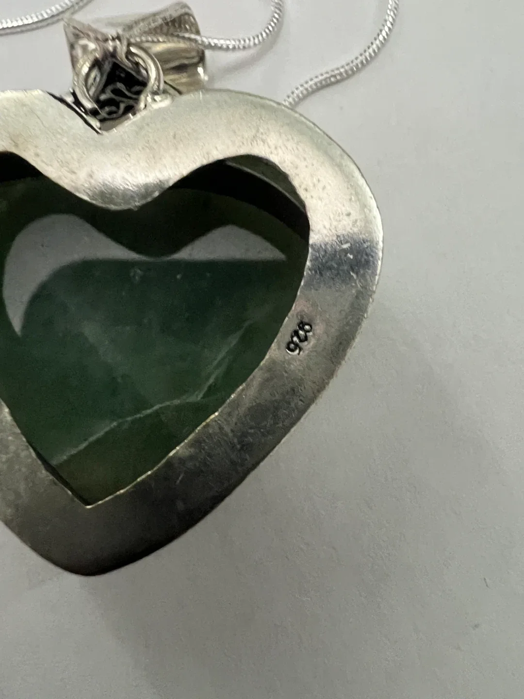 Heart-Shaped Green Stone Pendant Necklace
