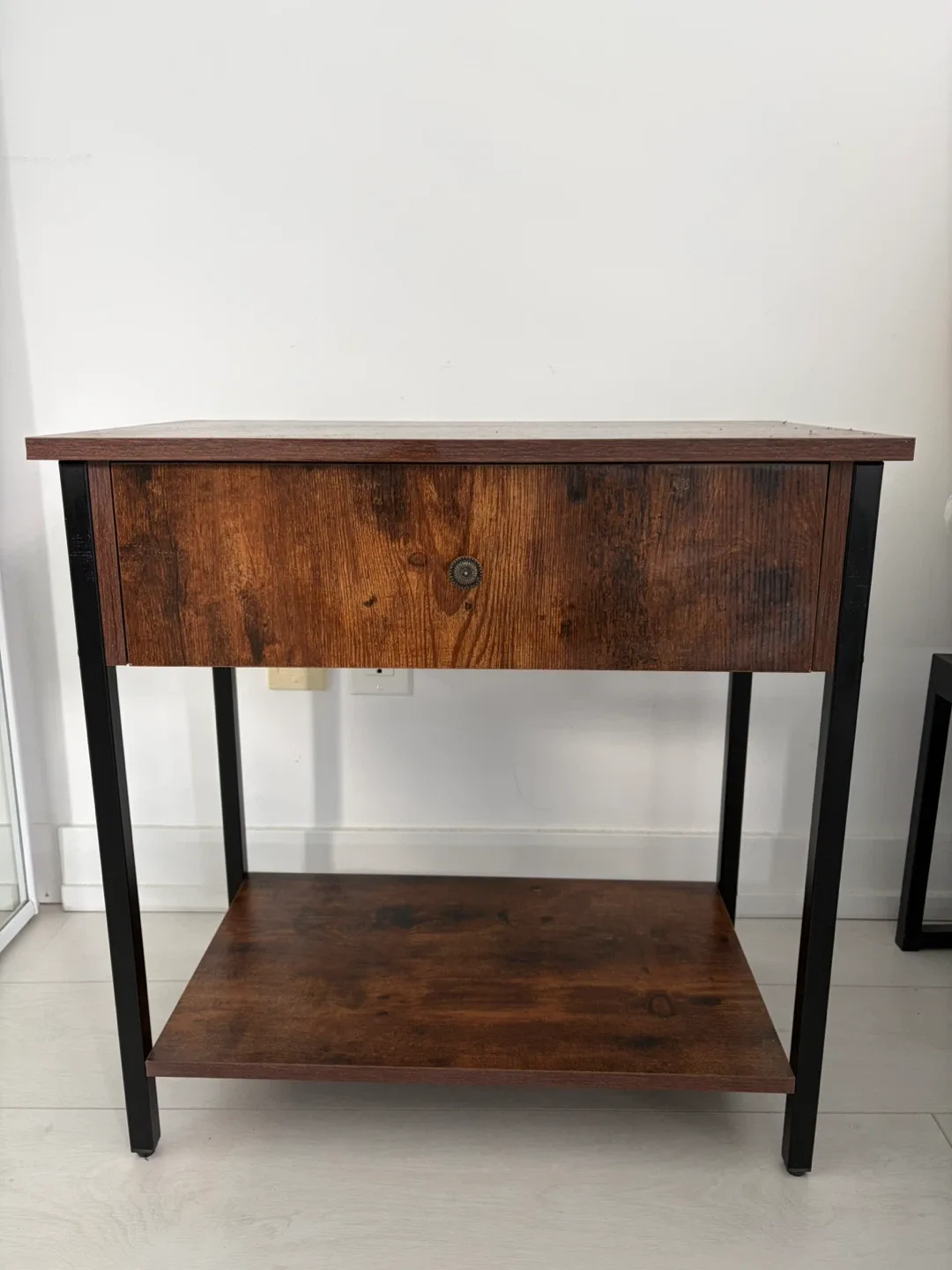 2 x Brown Wood Nightstand with Drawer image indicator(2)