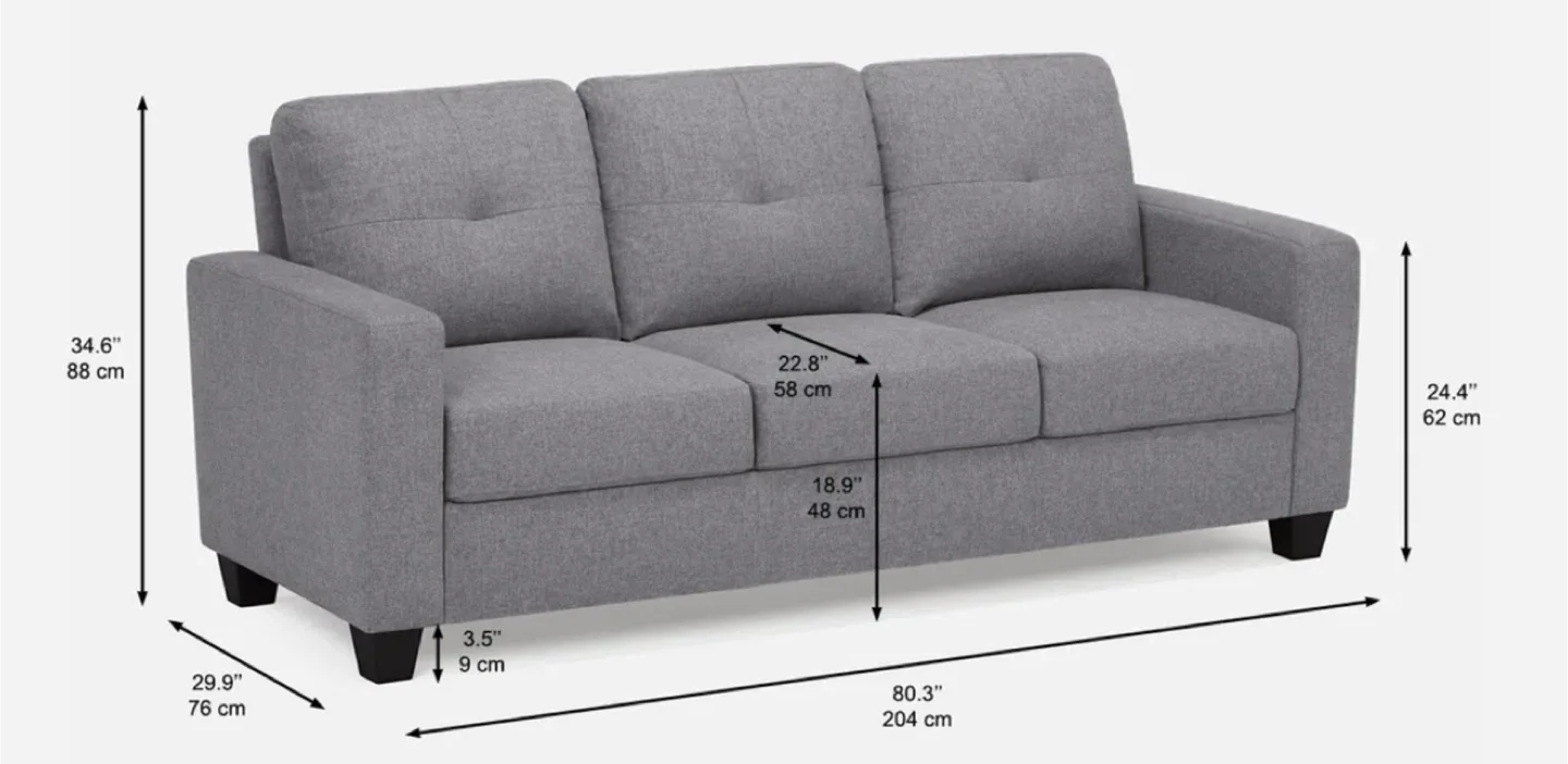 Grey Three-Seat Sofa - Like New! image indicator(2)